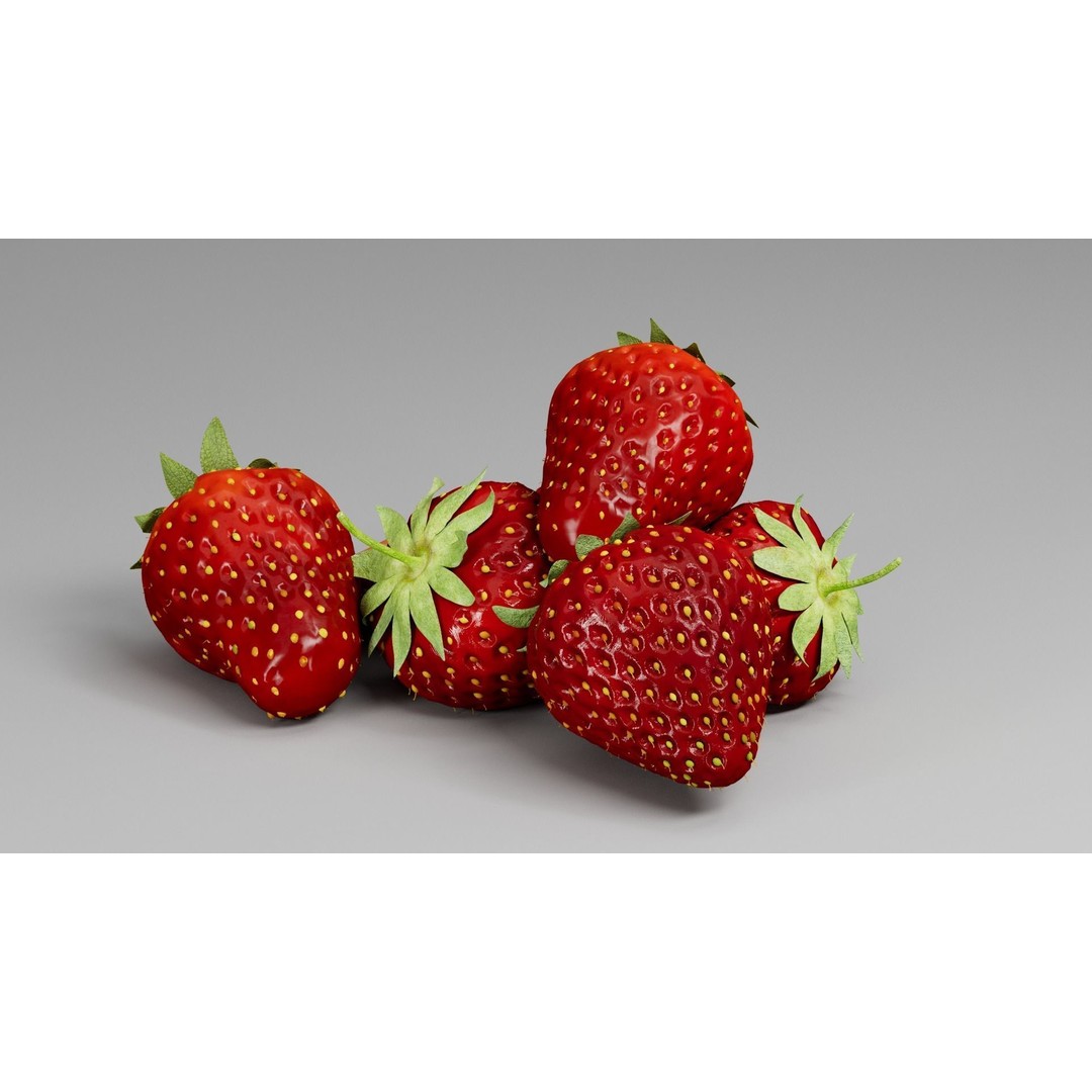 Strawberry 3D Model – Realistic Fruit Asset with Textures, FBX, OBJ - View 7