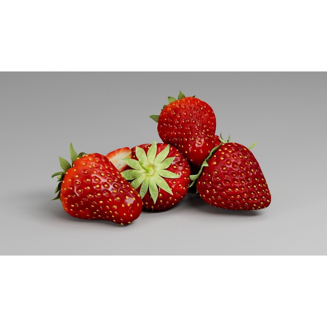 Strawberry 3D Model – Realistic Fruit Asset with Textures, FBX, OBJ - View 8