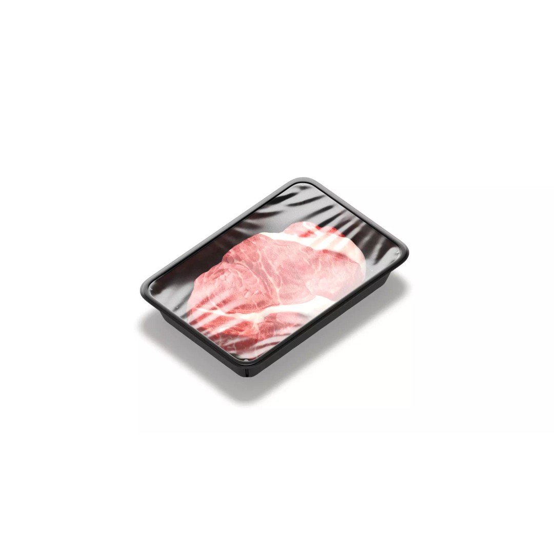 Transparent Plastic Beef Pack 3D Model – Realistic Raw Meat Tray, FBX - View 2