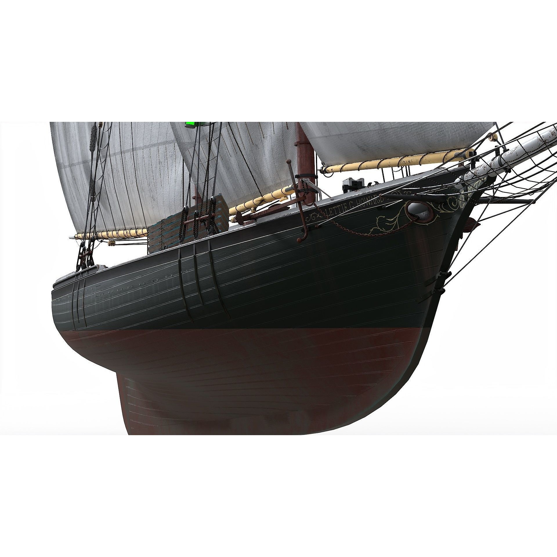 Fishing Schooner Lettie G. Howard - PBR Game-Ready 3D Model - View 12