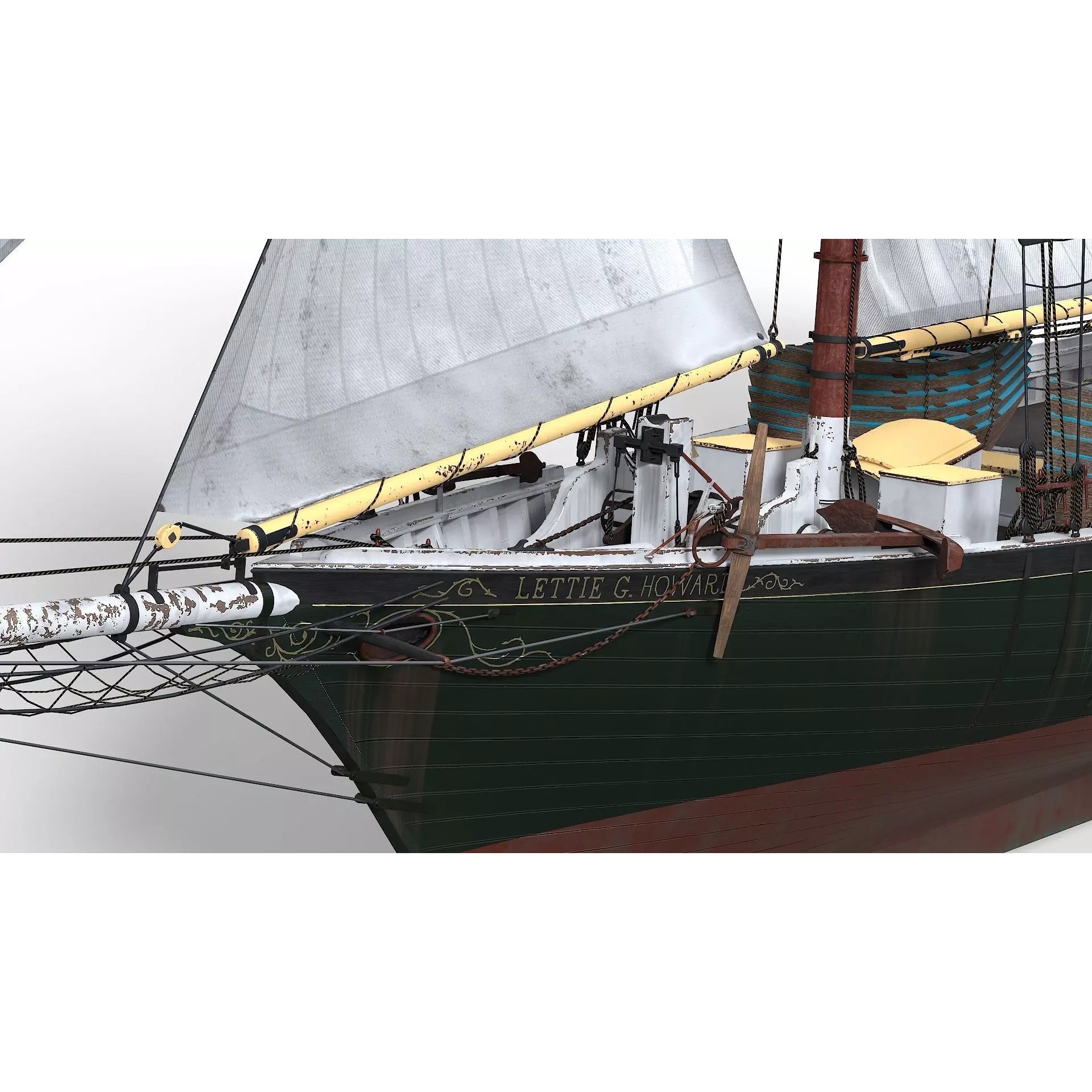 Fishing Schooner Lettie G. Howard - PBR Game-Ready 3D Model - View 2