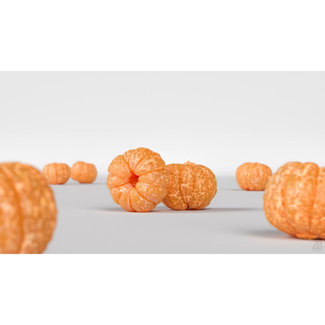 Clementine 3D Model – Photorealistic Fruit Asset, FBX, OBJ - View 3