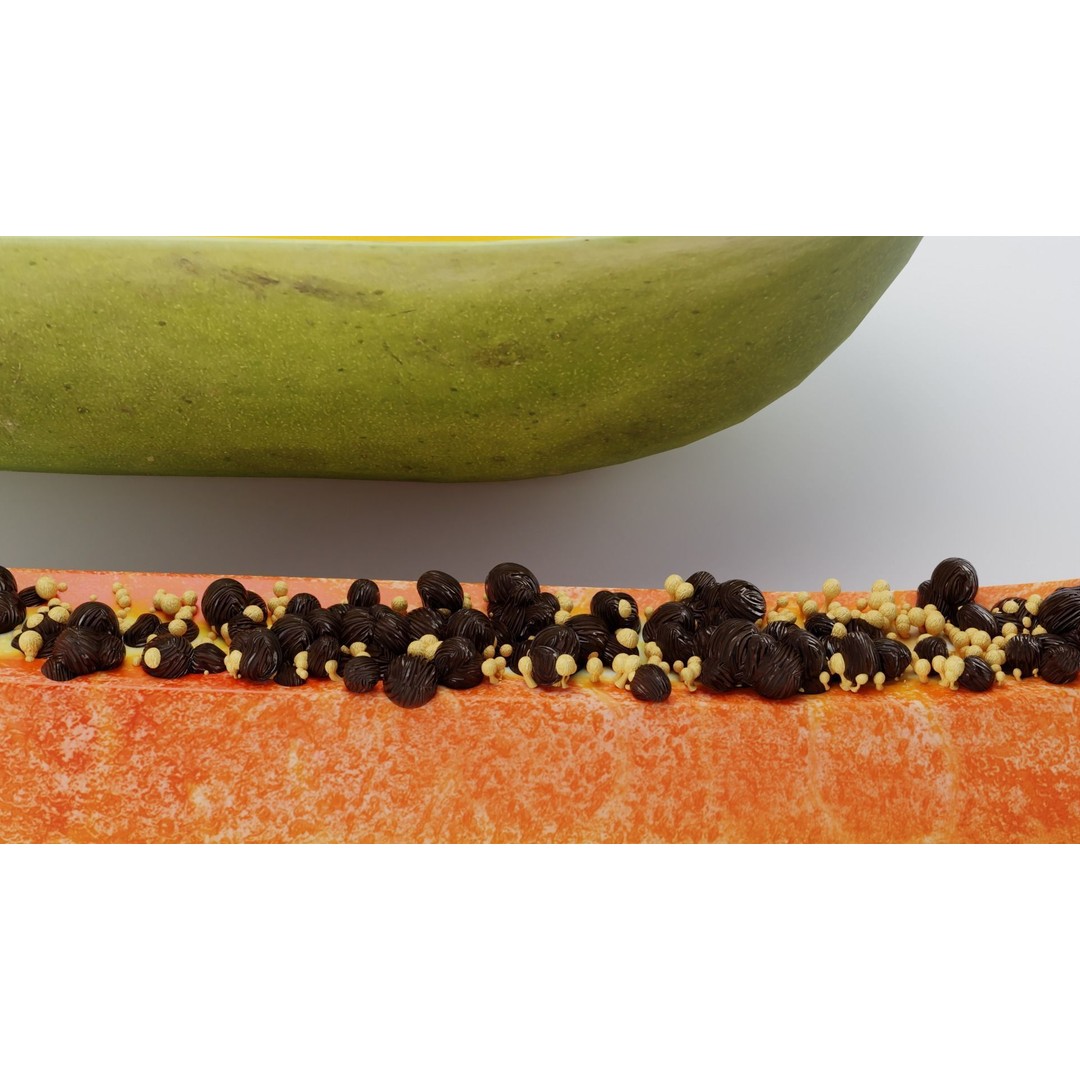 Papaya 3D Model – High Poly PBR Fruit Asset, FBX, OBJ, Blender - View 11