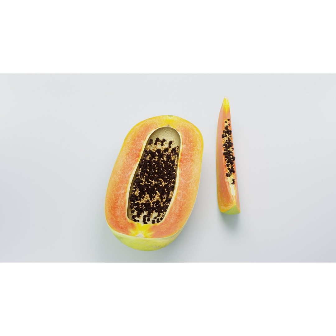 Papaya 3D Model – High Poly PBR Fruit Asset, FBX, OBJ, Blender - View 6