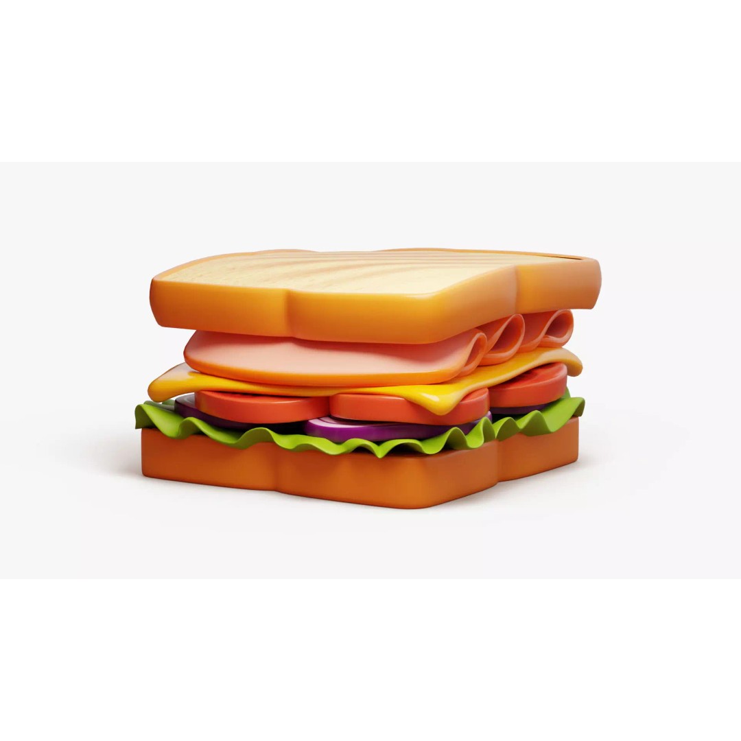 Toasted Ham Sandwich 3D Model – Stylized PBR Asset, FBX - View 6