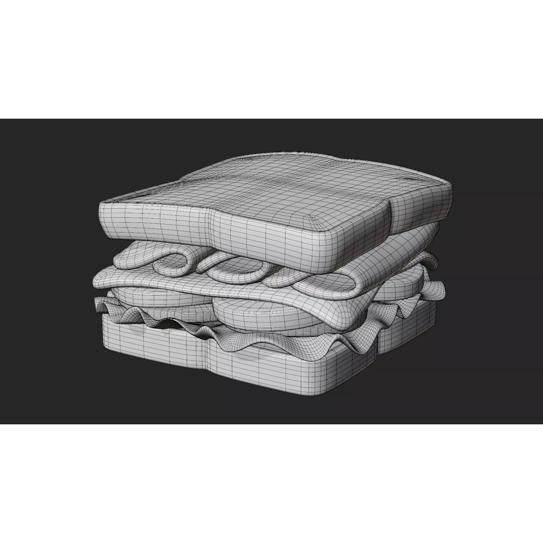 Toasted Ham Sandwich 3D Model – Stylized PBR Asset, FBX - View 8