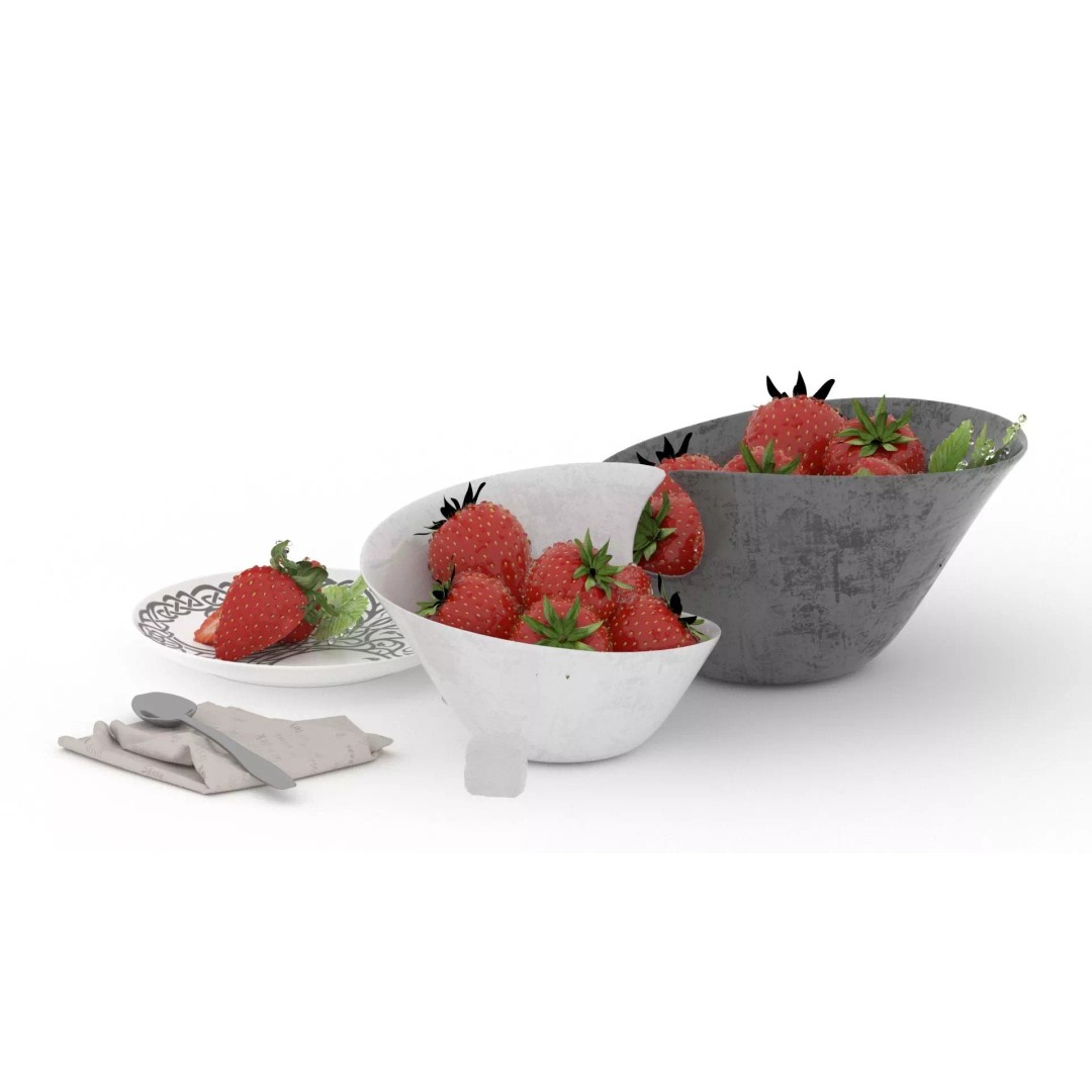 Strawberry 3D Model – Fully Textured Scene with Lighting Setup - View 13