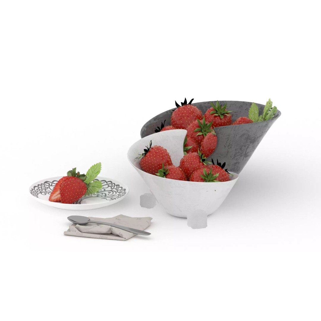 Strawberry 3D Model – Fully Textured Scene with Lighting Setup - View 14