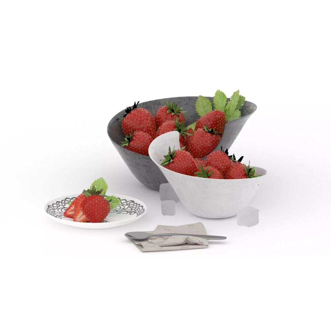 Strawberry 3D Model – Fully Textured Scene with Lighting Setup - View 16