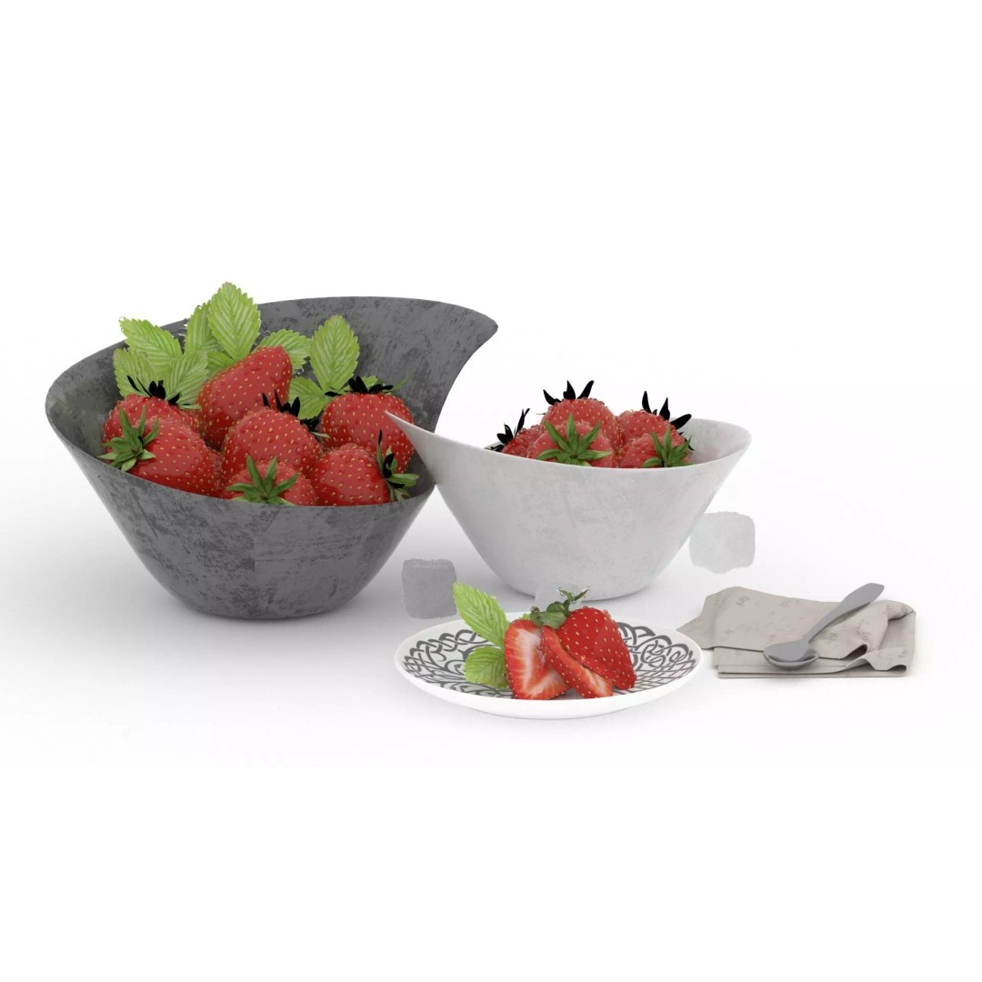 Strawberry 3D Model – Fully Textured Scene with Lighting Setup - View 4