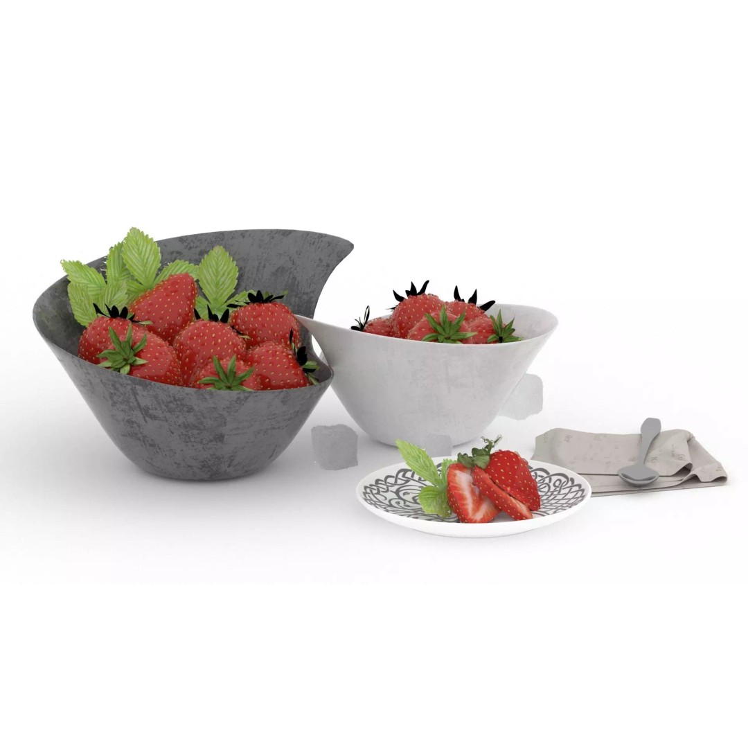 Strawberry 3D Model – Fully Textured Scene with Lighting Setup - View 5