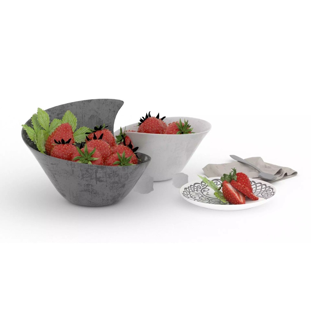 Strawberry 3D Model – Fully Textured Scene with Lighting Setup - View 6