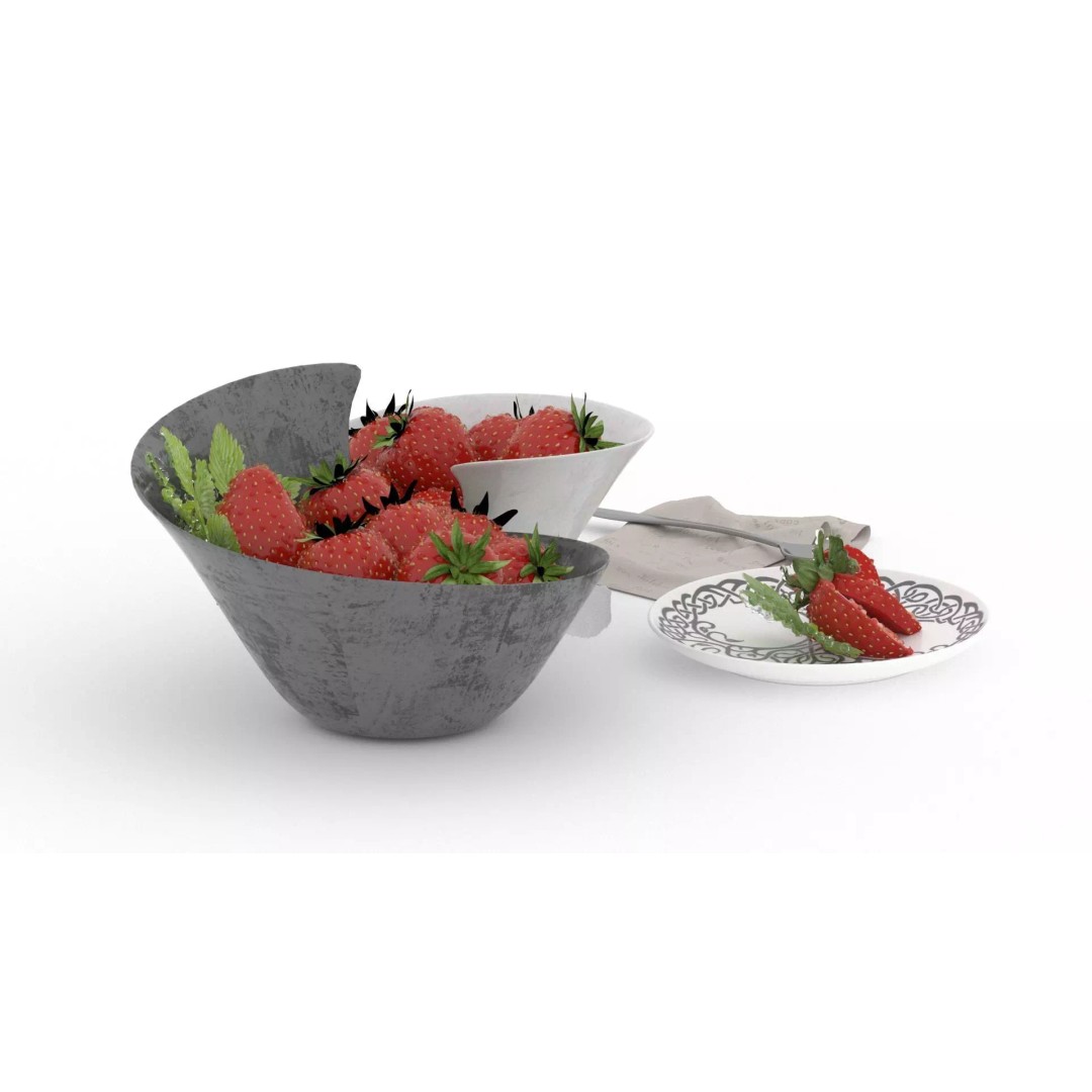 Strawberry 3D Model – Fully Textured Scene with Lighting Setup - View 7