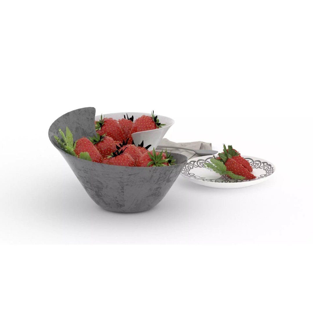 Strawberry 3D Model – Fully Textured Scene with Lighting Setup - View 8