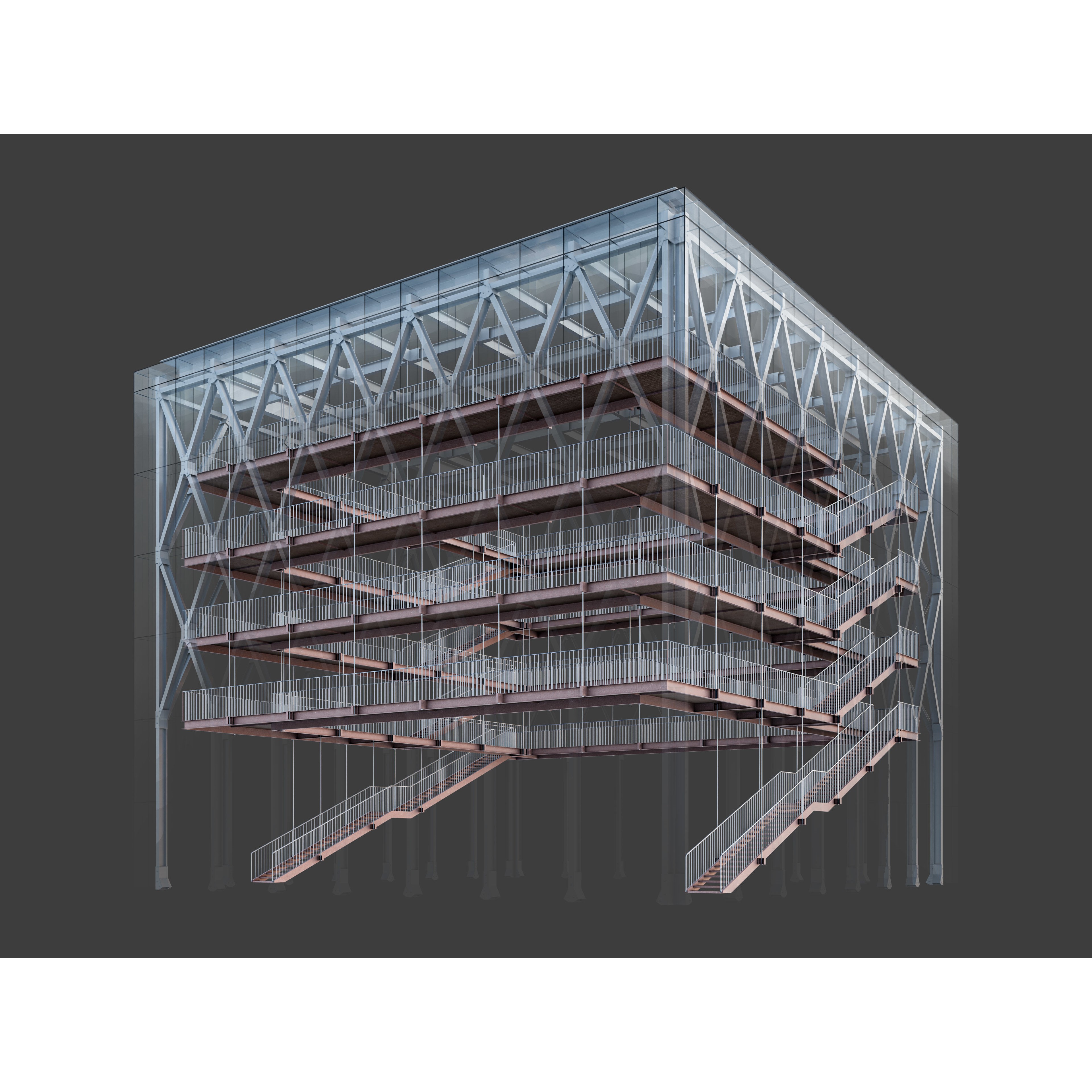 Modern Exhibition Pavilion - Low-Poly Game-Ready 3D Model - View 10