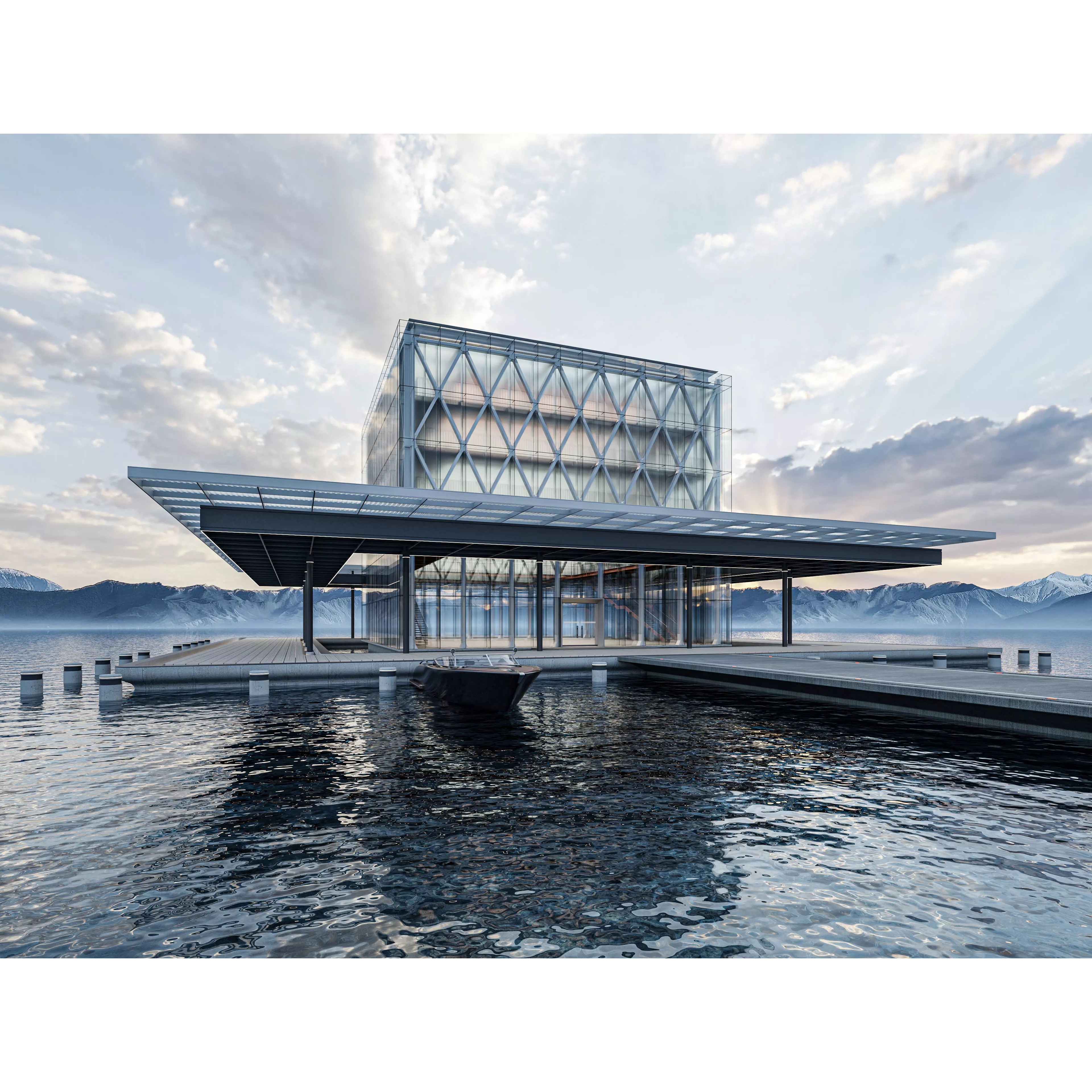 Modern Exhibition Pavilion - Low-Poly Game-Ready 3D Model - View 2