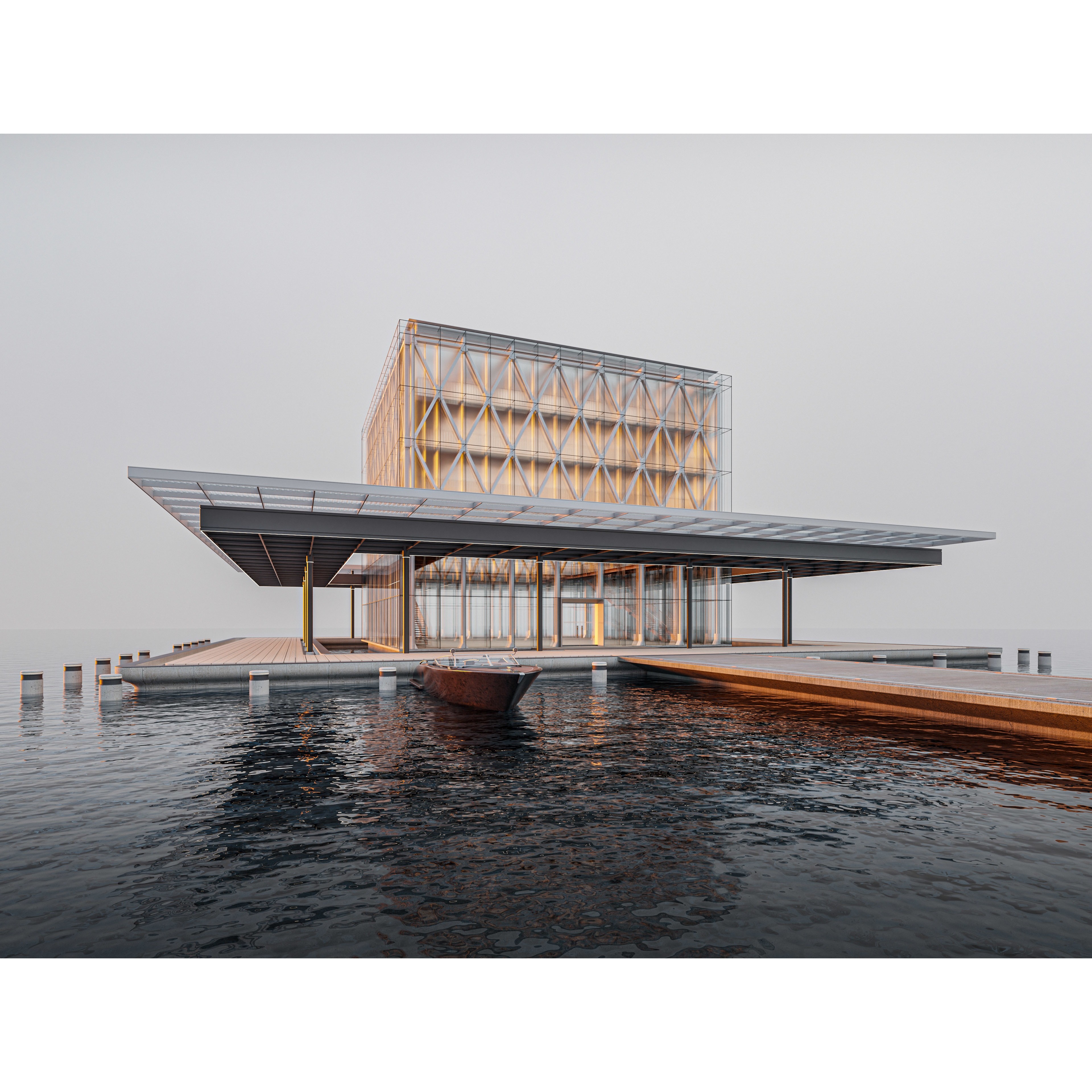 Modern Exhibition Pavilion - Low-Poly Game-Ready 3D Model - View 3