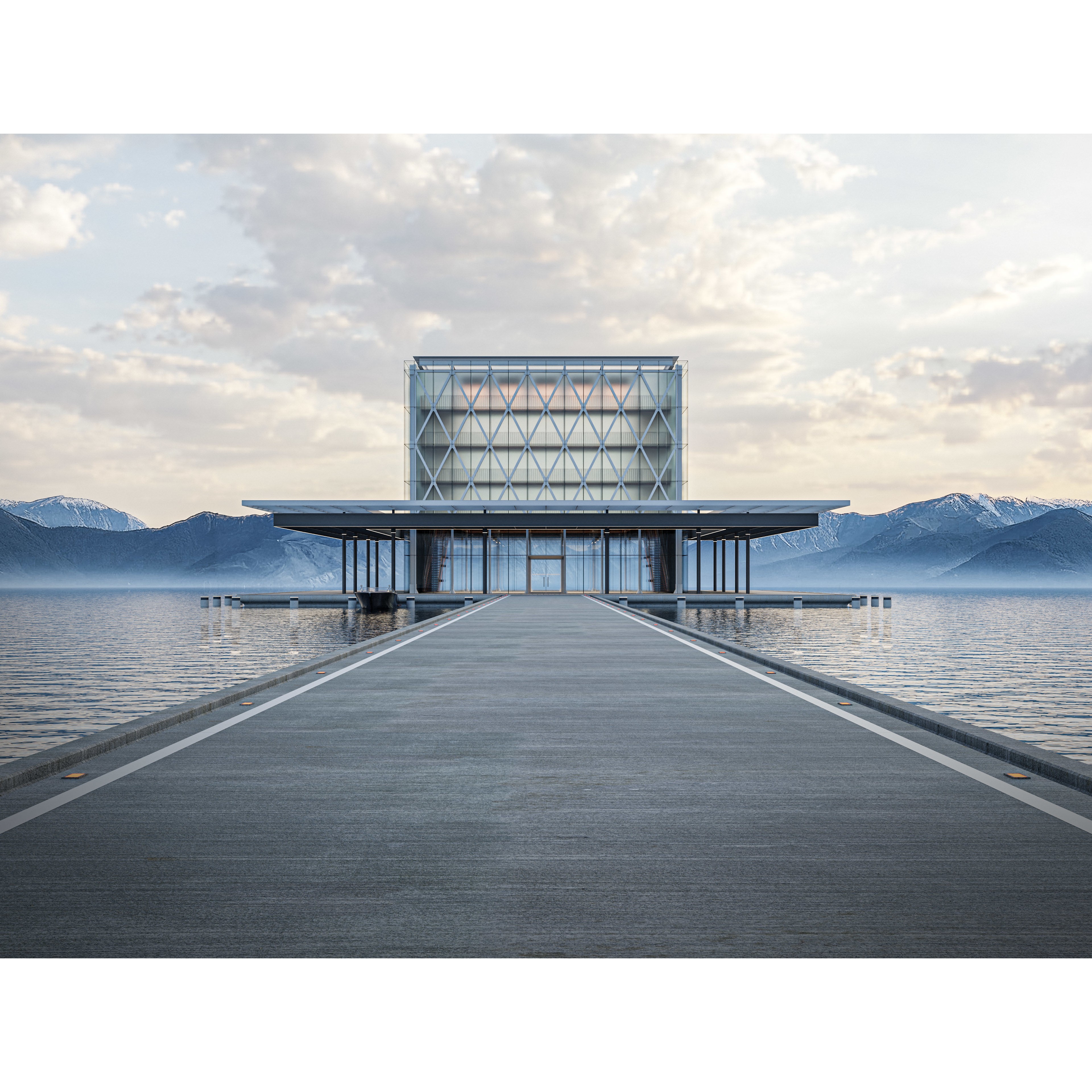 Modern Exhibition Pavilion - Low-Poly Game-Ready 3D Model - View 5