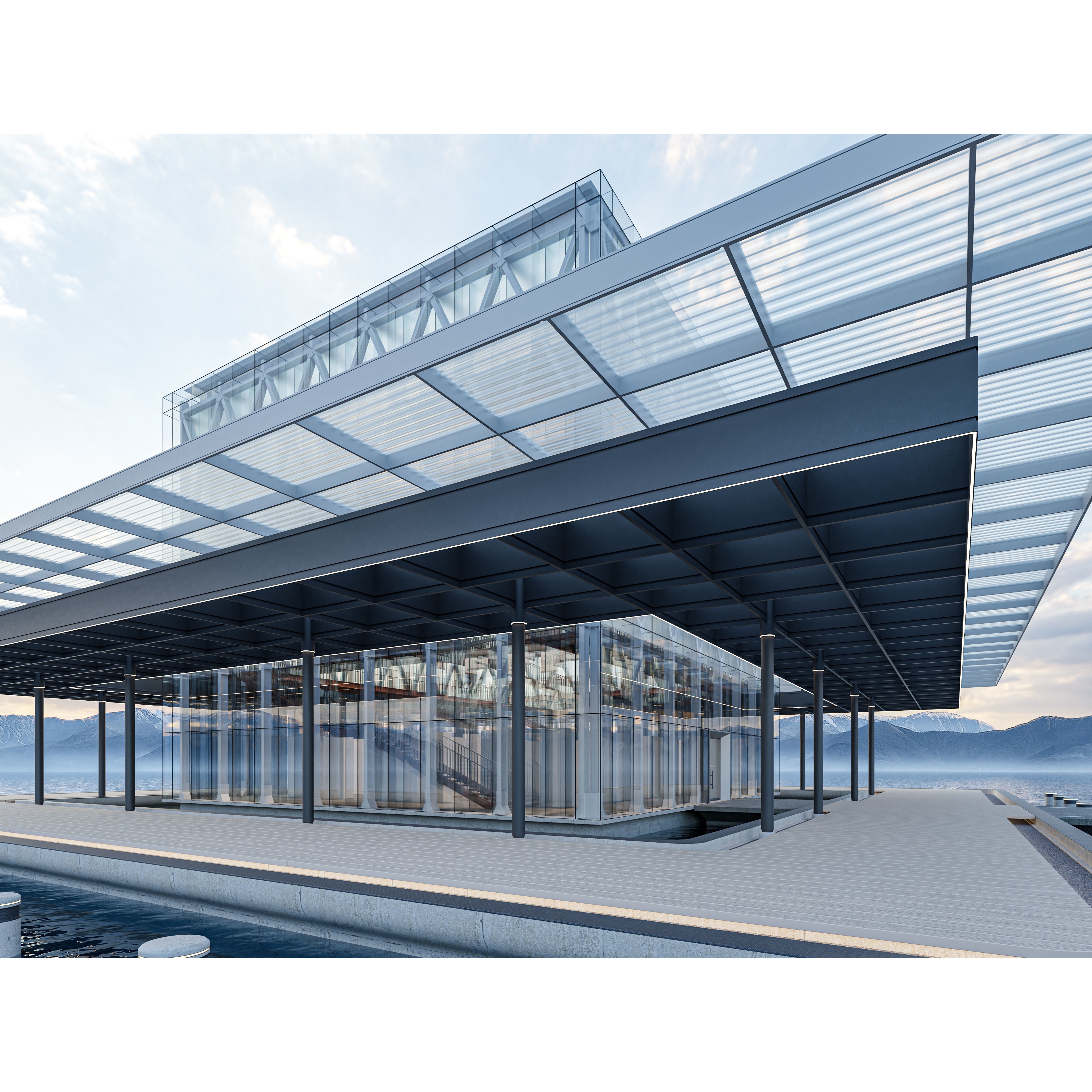 Modern Exhibition Pavilion - Low-Poly Game-Ready 3D Model - View 8