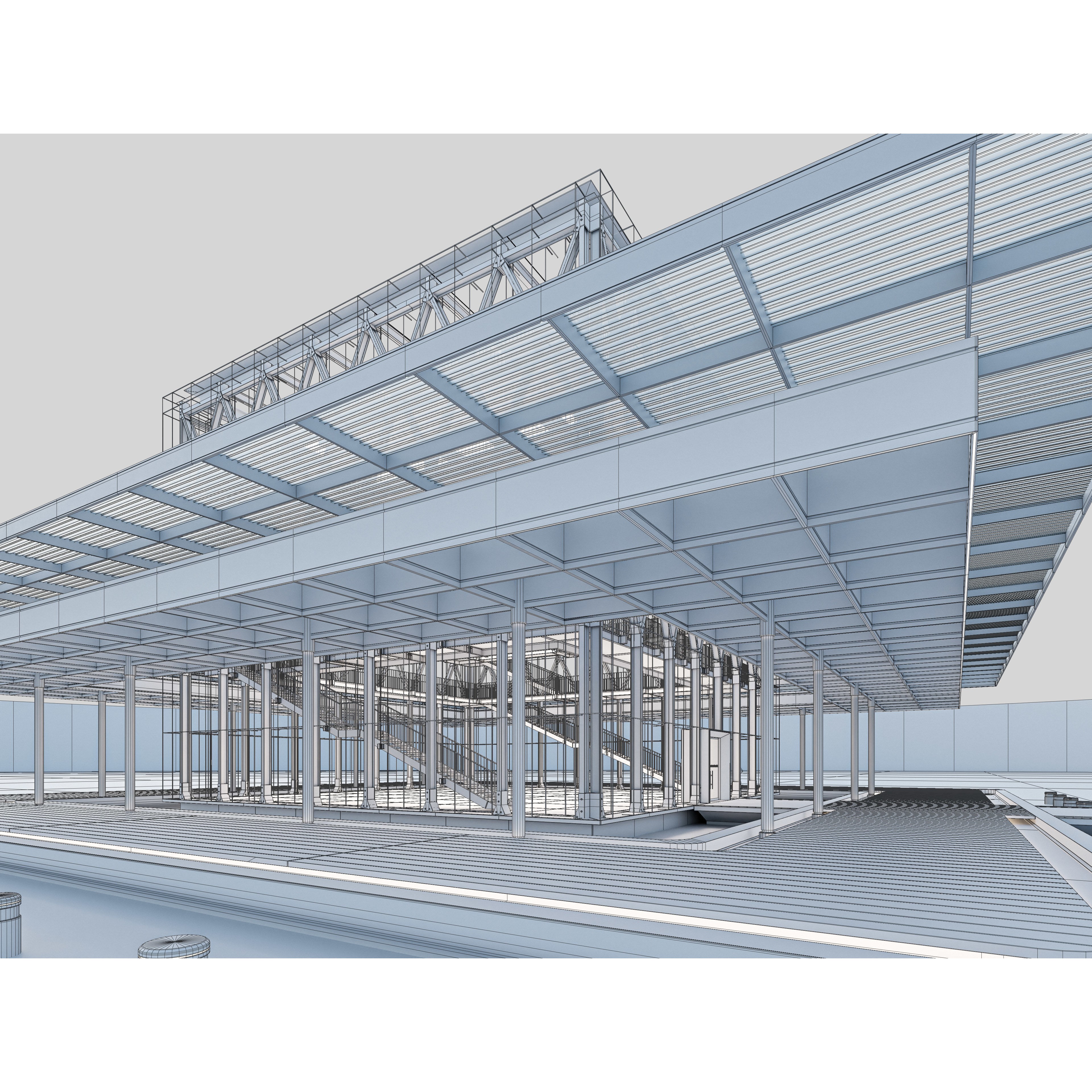 Modern Exhibition Pavilion - Low-Poly Game-Ready 3D Model - View 9