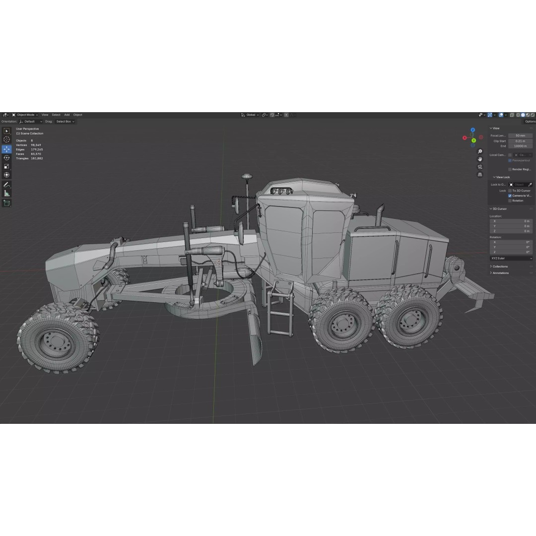 140M Motor Grader 3D Model – Low Poly Game Asset, PBR Textures