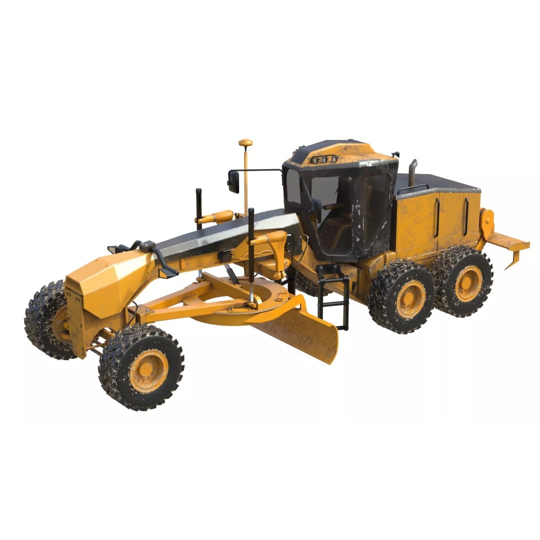 140M Motor Grader 3D Model – Low Poly Game Asset, PBR Textures - View 2