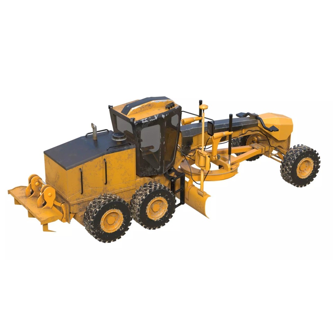 140M Motor Grader 3D Model – Low Poly Game Asset, PBR Textures - View 3