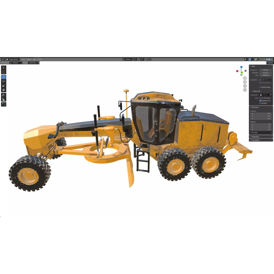 140M Motor Grader 3D Model – Low Poly Game Asset, PBR Textures - View 8