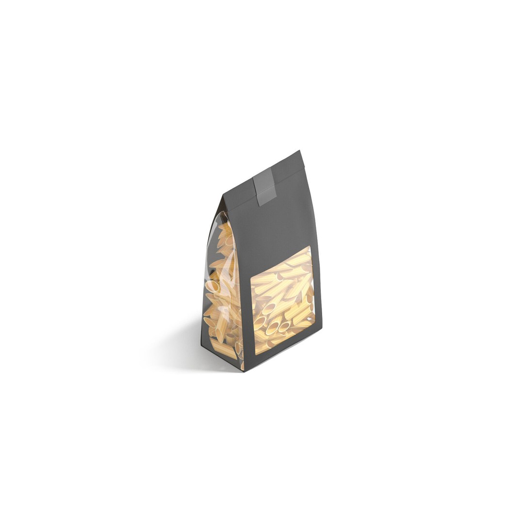 Penne Pasta Package 3D Model – Realistic Black Box, FBX, OBJ - View 3