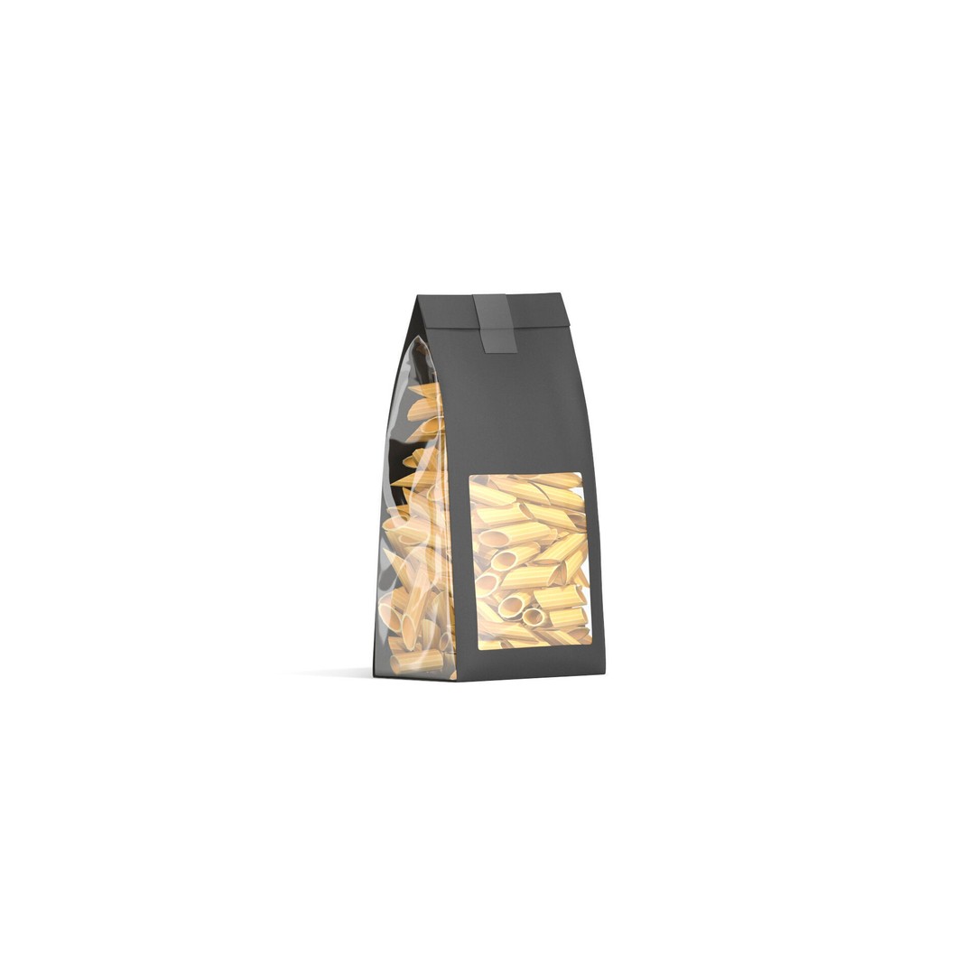 Penne Pasta Package 3D Model – Realistic Black Box, FBX, OBJ - View 5