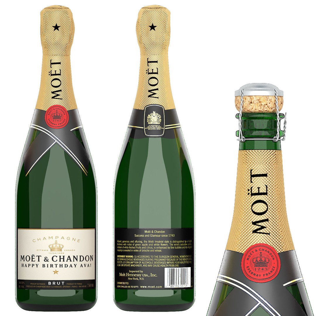 Champagne and Wine Bottles 3D Model – PBR Textured, OBJ & FBX Formats - View 5