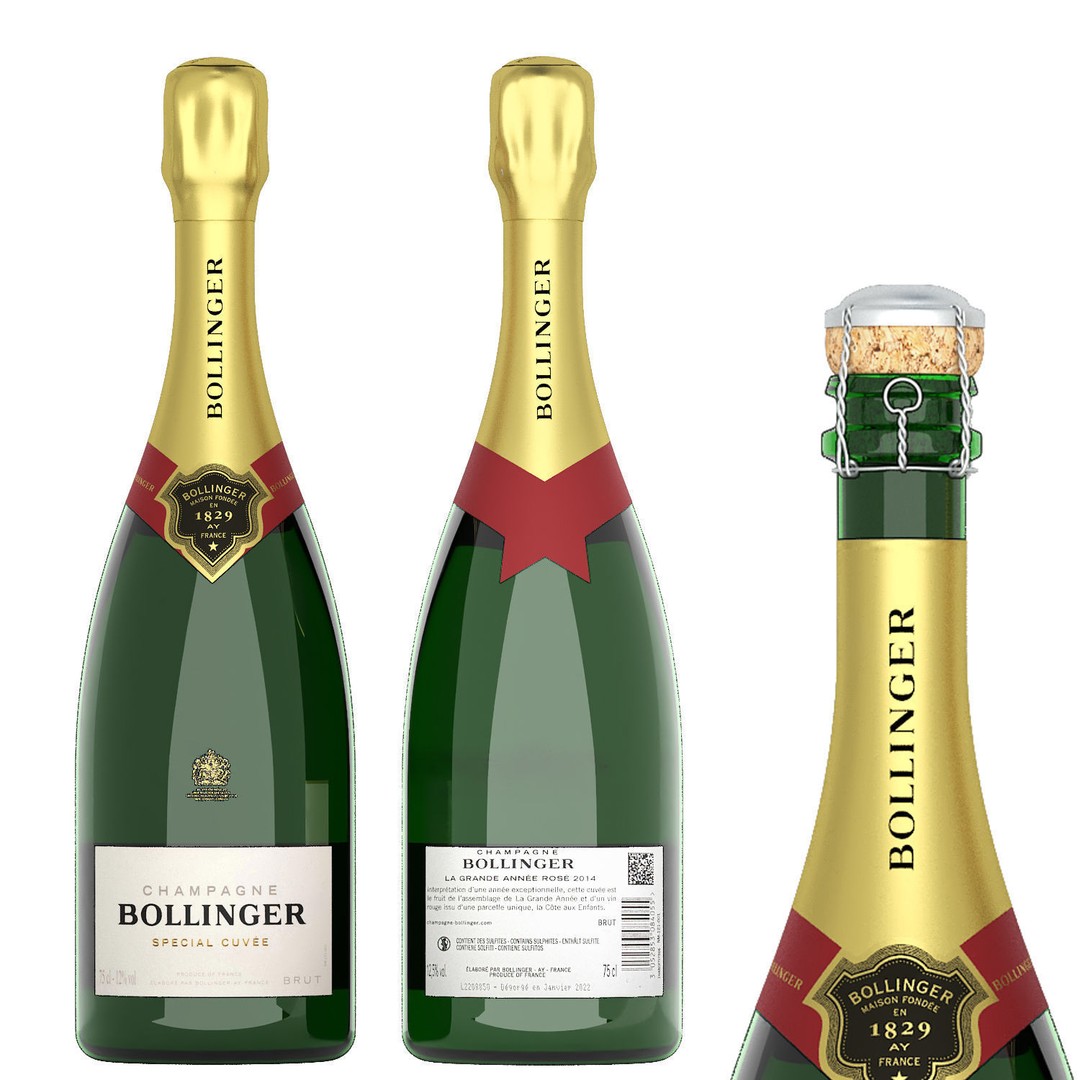 Champagne and Wine Bottles 3D Model – PBR Textured, OBJ & FBX Formats - View 7
