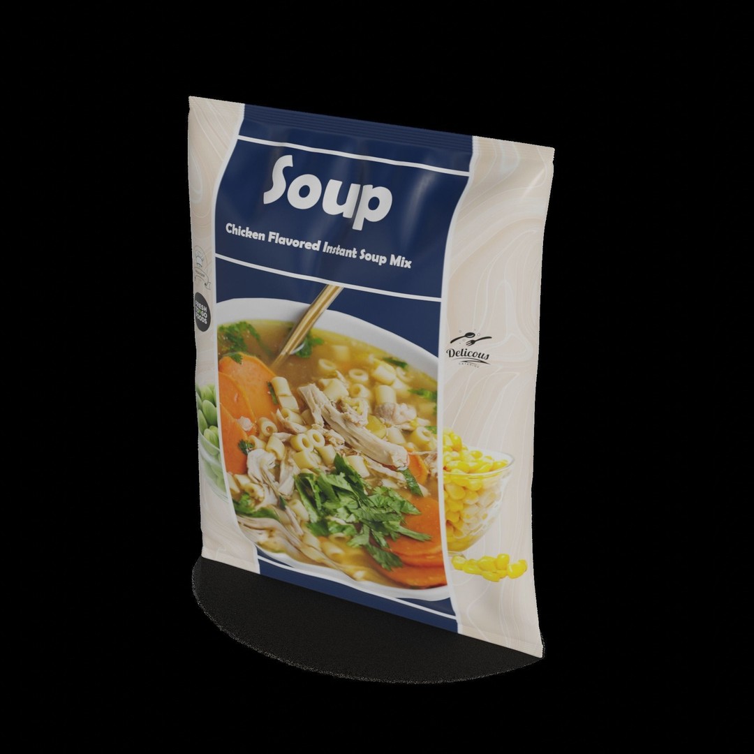 Chicken Flavored Instant Soup Mix 3D Model – Realistic Low Poly Asset, FBX