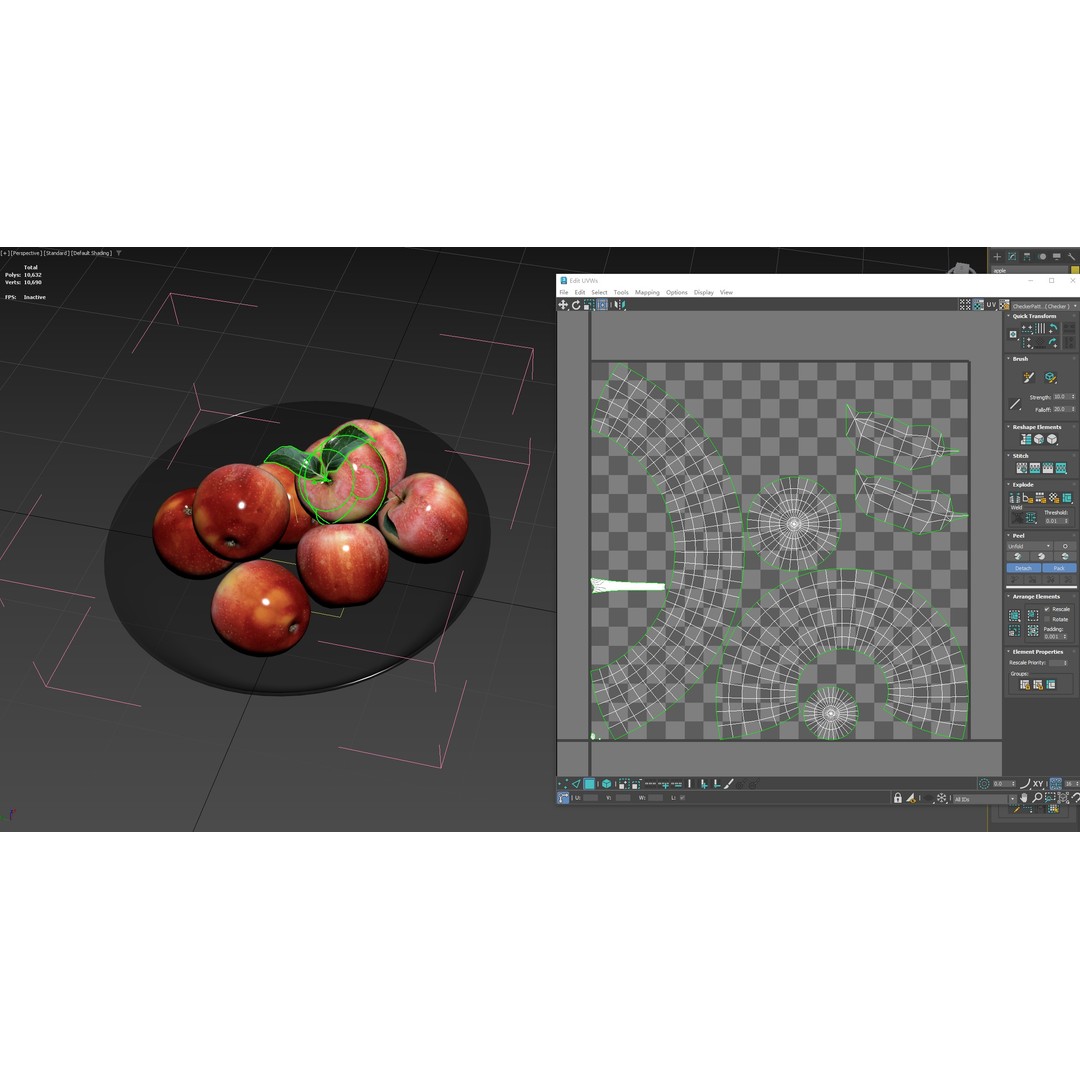 Realistic Apple 3D Model – Low Poly Game Asset, FBX, PBR Textures - View 7