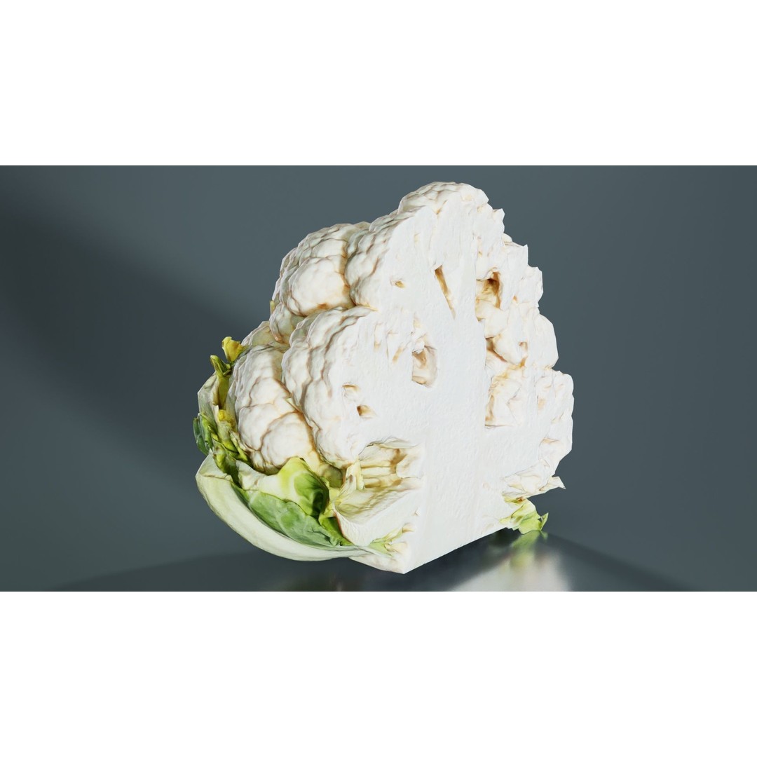 Cauliflower 3D Model – Low Poly Game Asset, FBX, PBR Textures - View 8