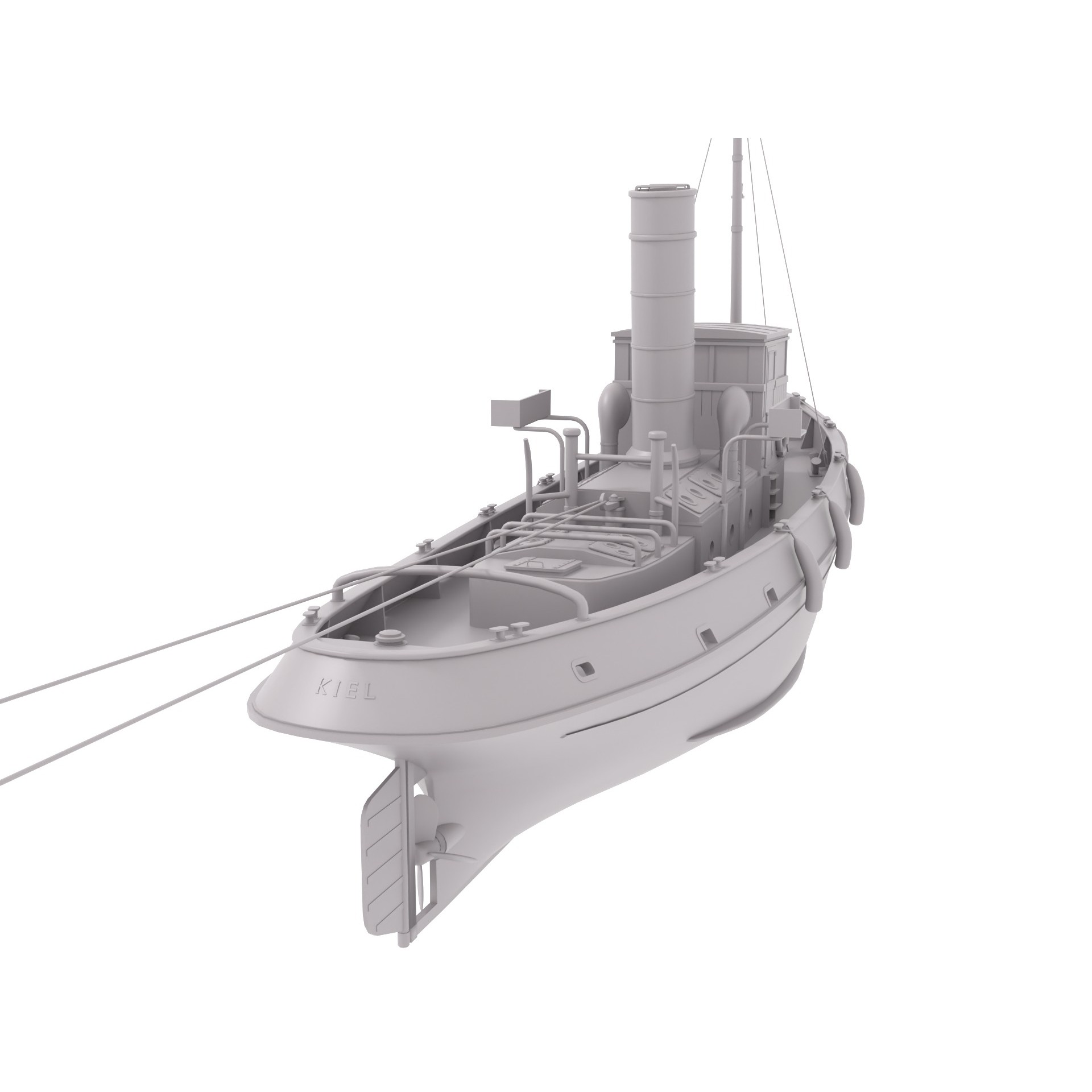 Steam Tug and Cargo Barge - Game-Ready 3D Model - View 18
