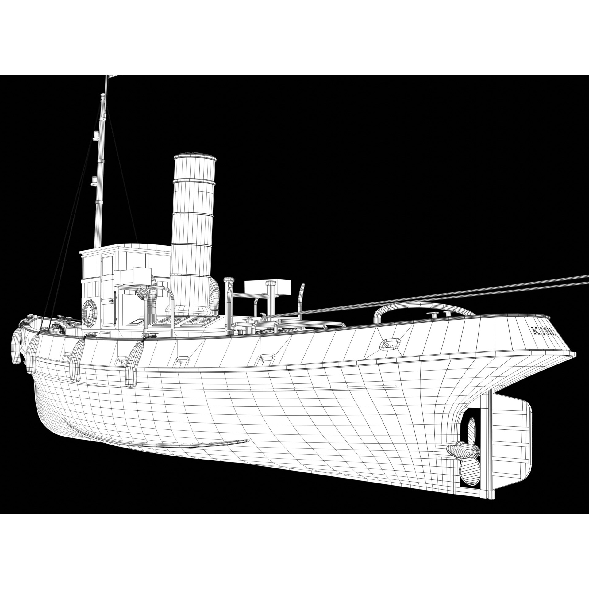 Steam Tug and Cargo Barge - Game-Ready 3D Model - View 19