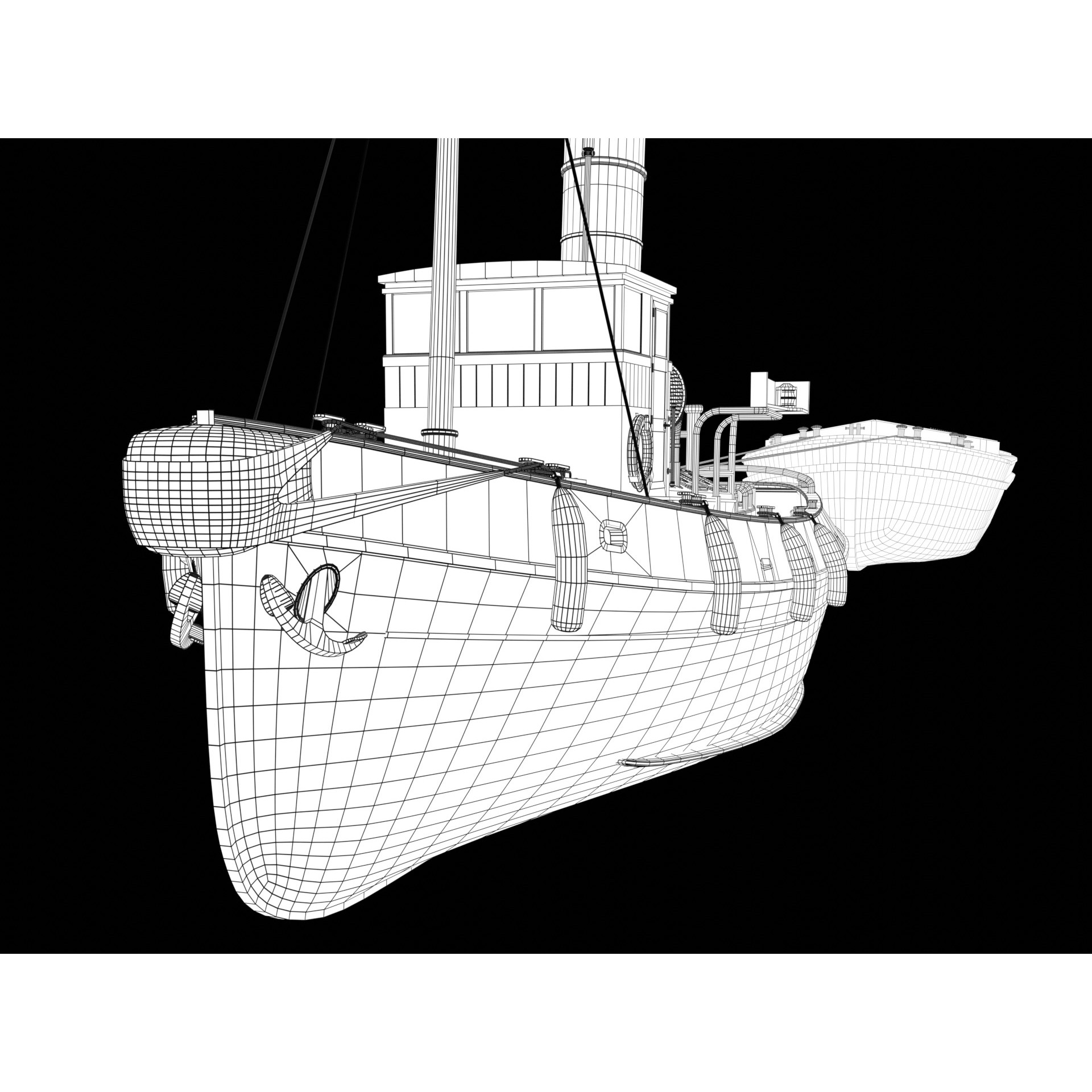Steam Tug and Cargo Barge - Game-Ready 3D Model - View 21