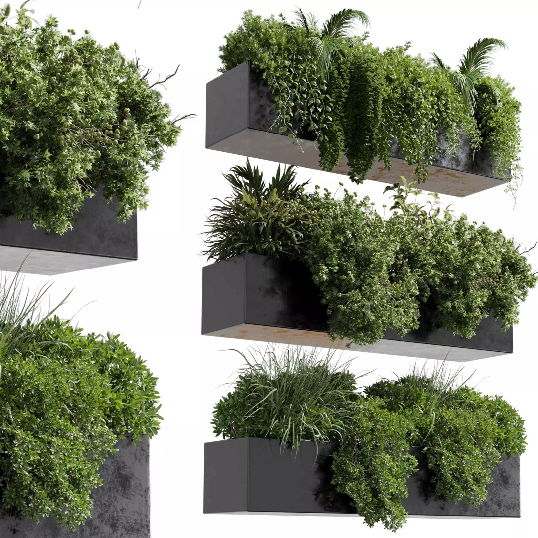 Wall Plant 3D Model – Hanging Plant Collection, PBR Textures, FBX/OBJ - View 2