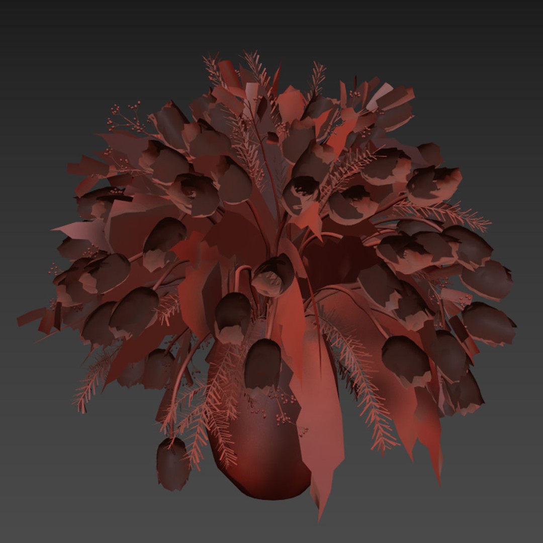Flower In Vase 3D Model – Realistic Indoor Decoration, FBX, OBJ