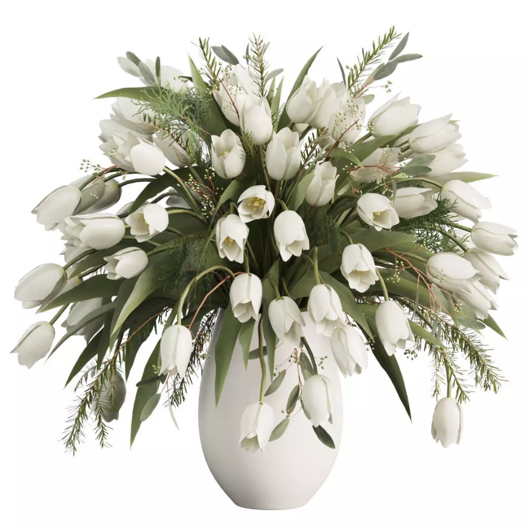 Flower In Vase 3D Model – Realistic Indoor Decoration, FBX, OBJ - View 2
