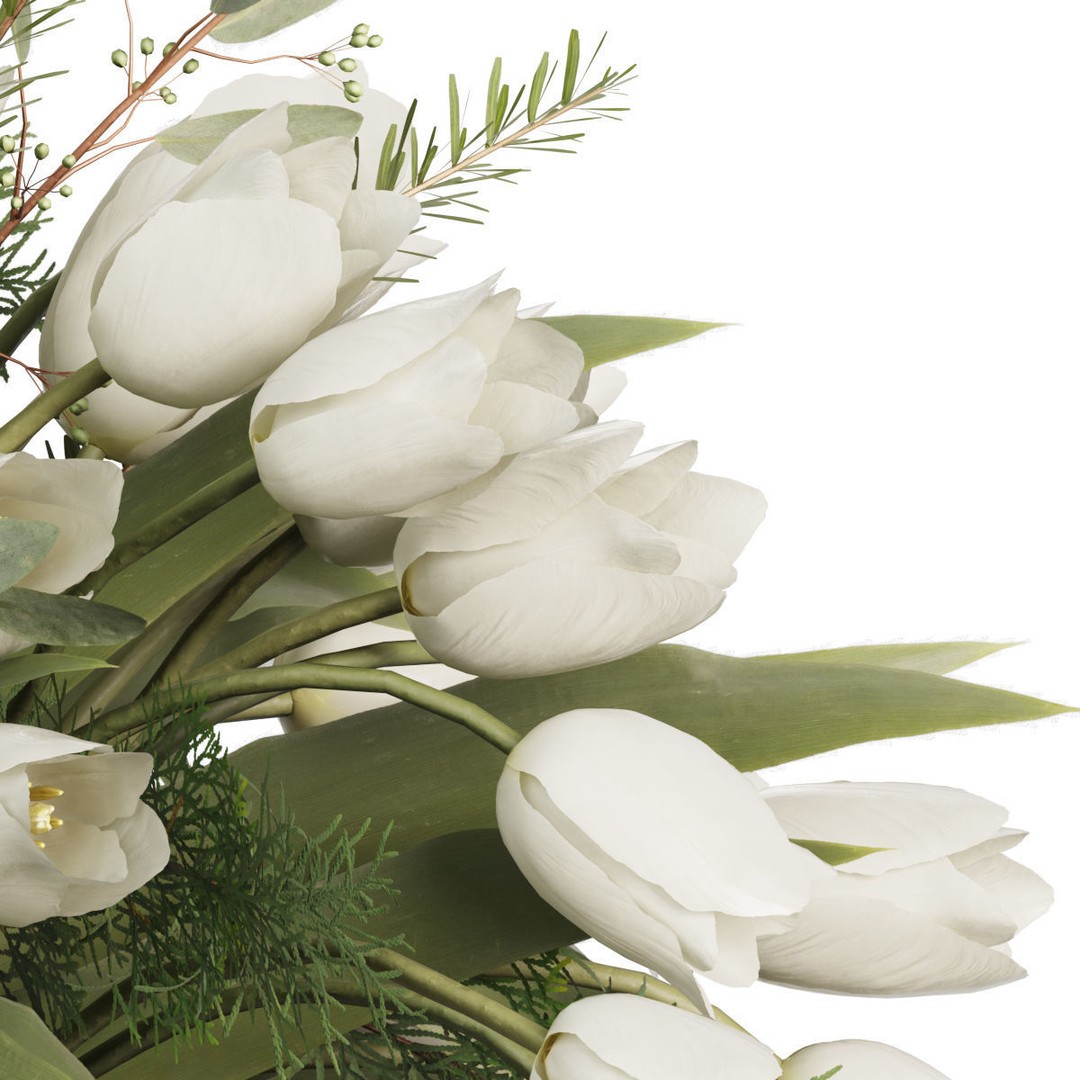 Flower In Vase 3D Model – Realistic Indoor Decoration, FBX, OBJ - View 3