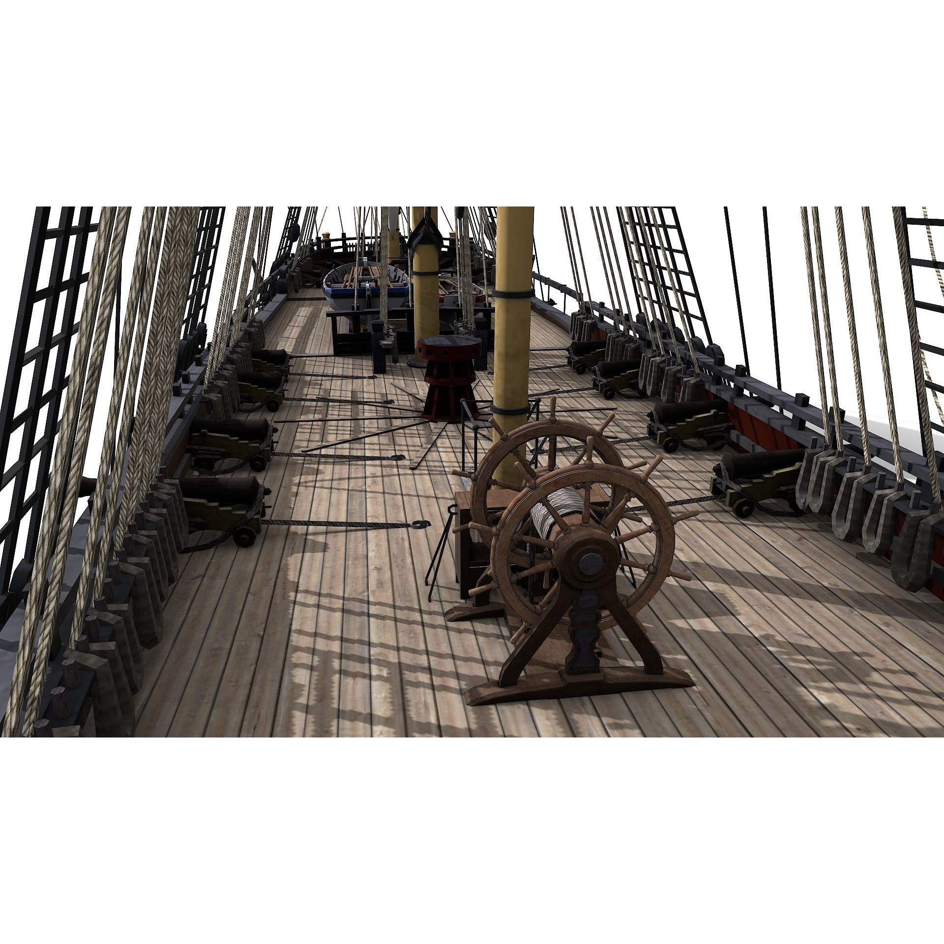 38 Gun Frigate Laurore - Low-Poly Game-Ready 3D Model - View 13