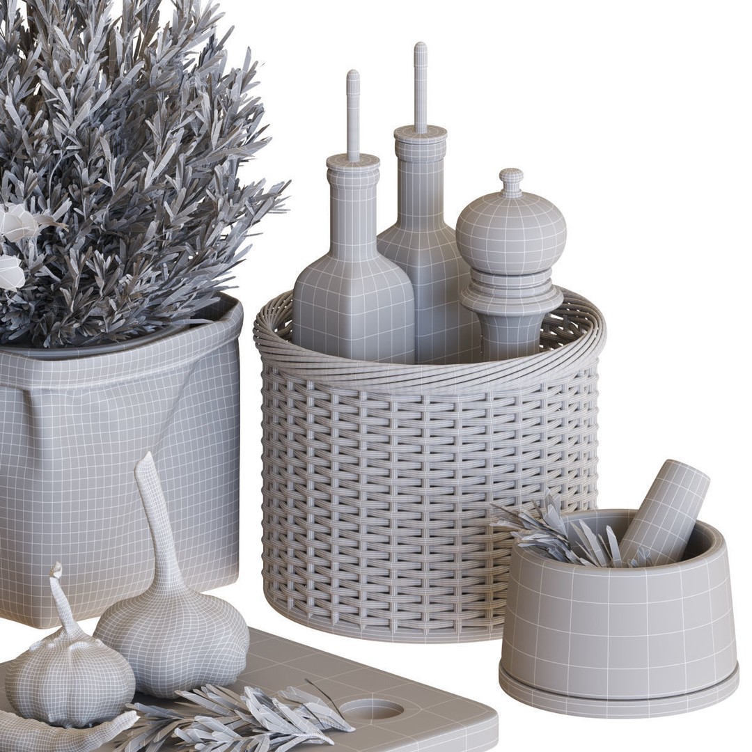 Kitchen Accessories 3D Model – PBR Polygon Mesh for Interior Design