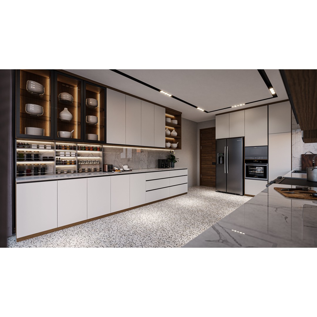 Minimalist Kitchen 3D Model – PBR Interior Scene, FBX & OBJ - View 4