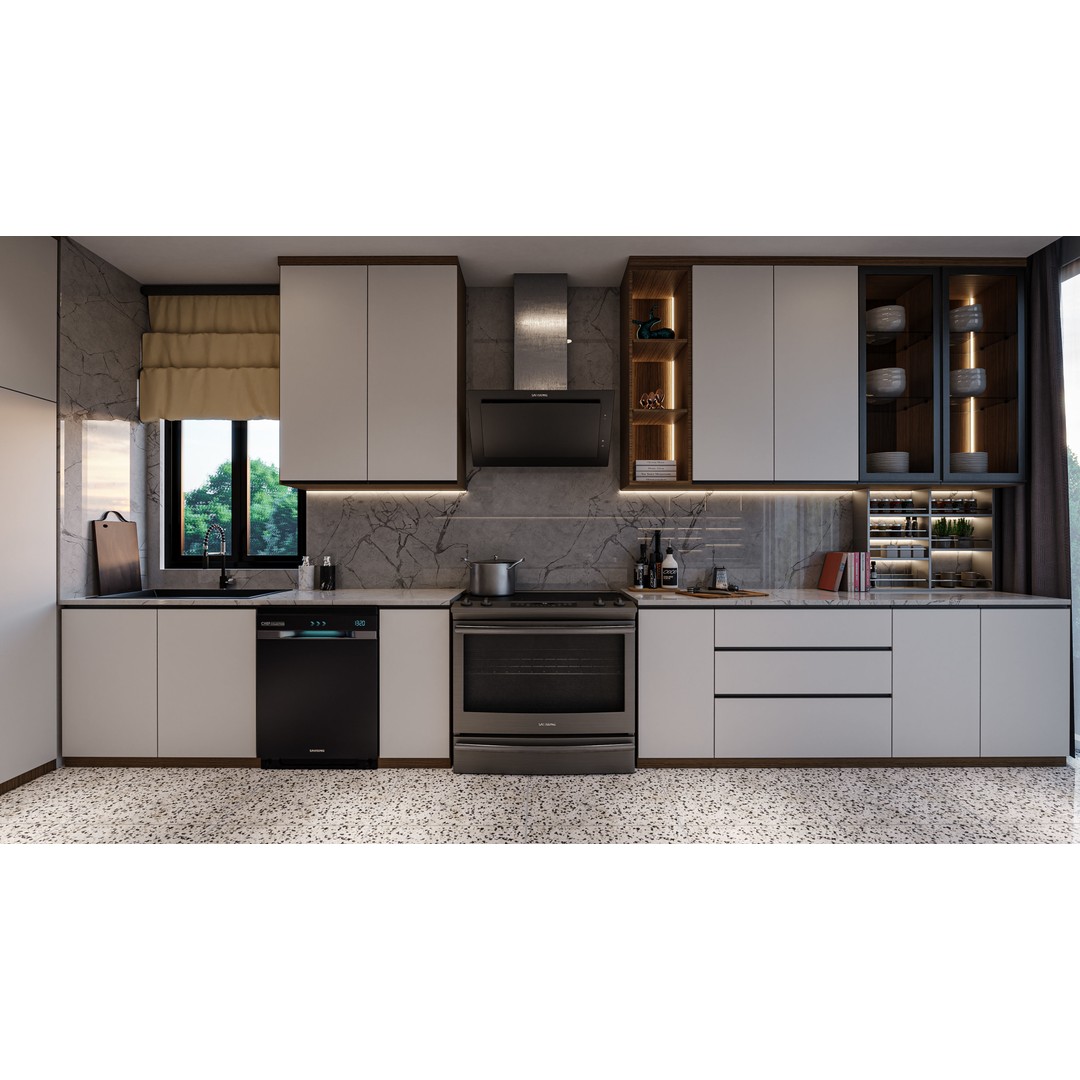 Minimalist Kitchen 3D Model – PBR Interior Scene, FBX & OBJ - View 5