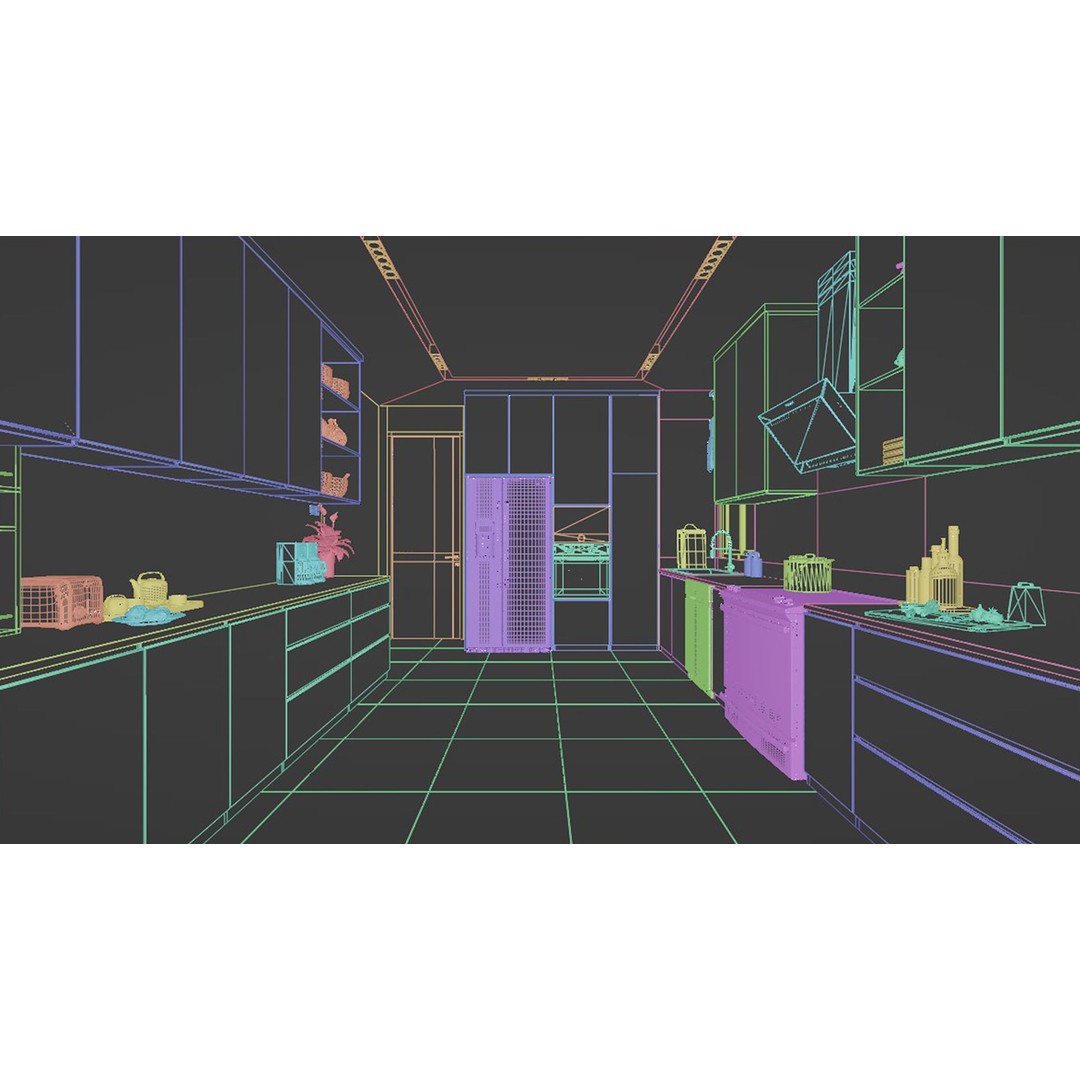 Minimalist Kitchen 3D Model – PBR Interior Scene, FBX & OBJ - View 8