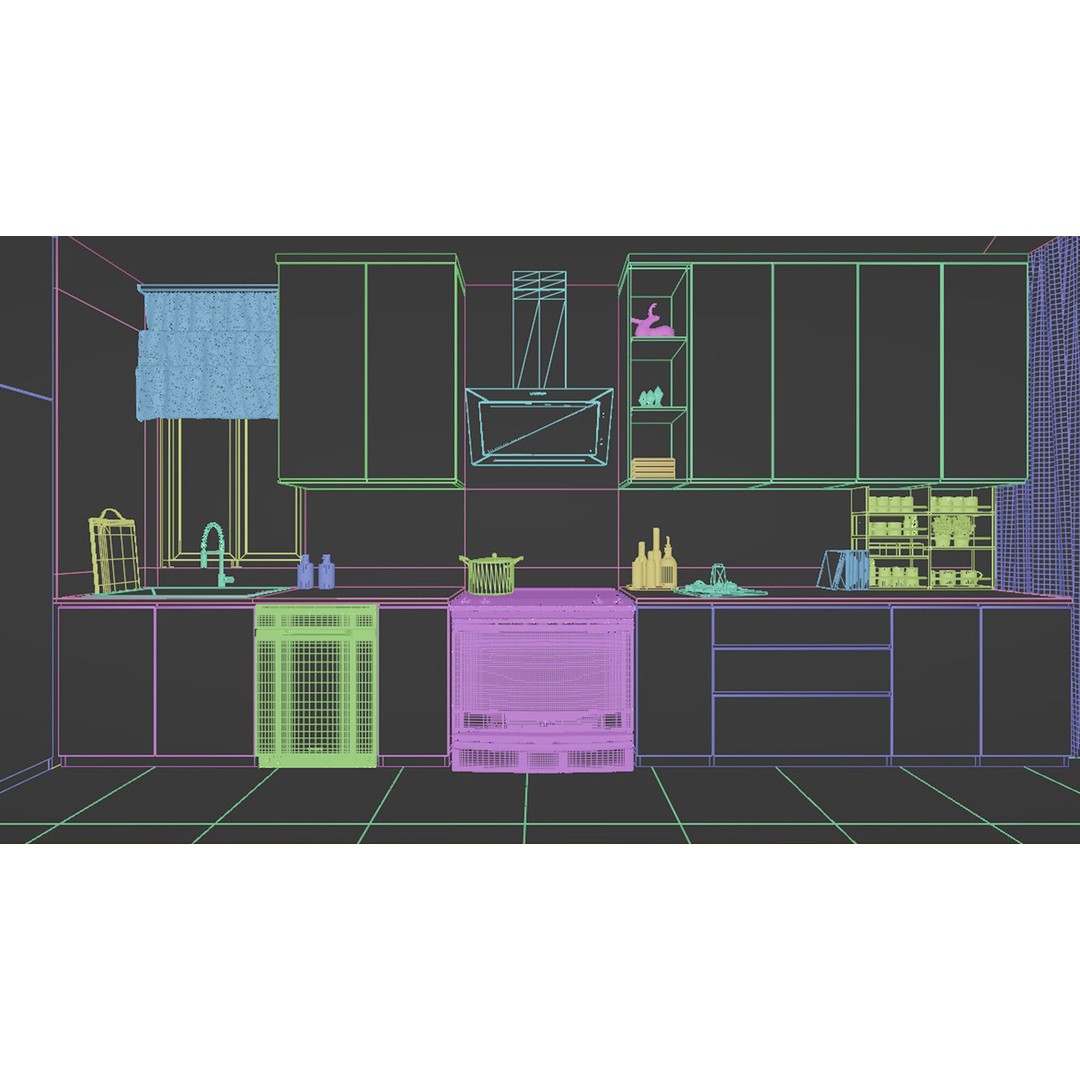 Minimalist Kitchen 3D Model – PBR Interior Scene, FBX & OBJ - View 9