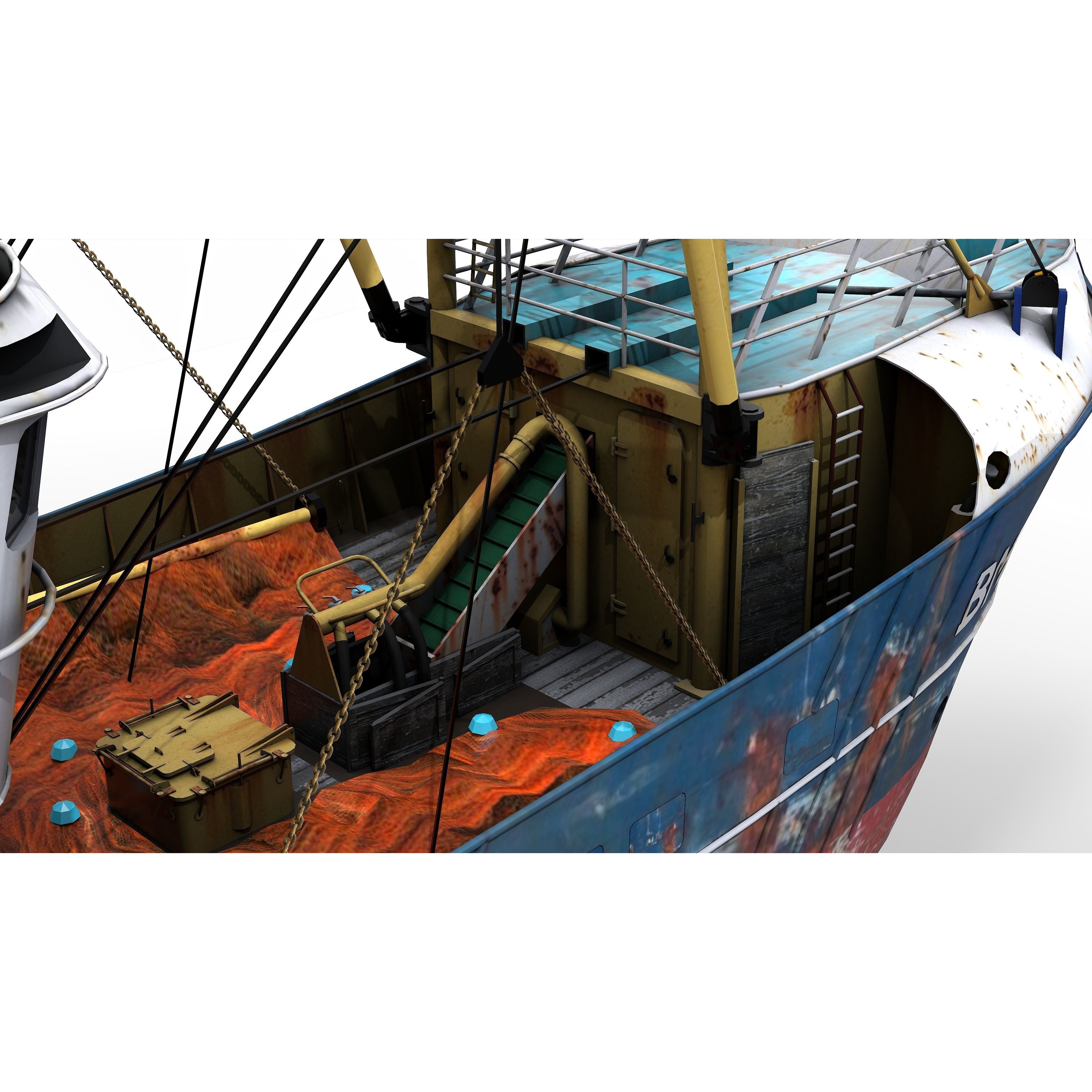 Trawler Sea Lady - Low-Poly Game-Ready 3D Model - View 10