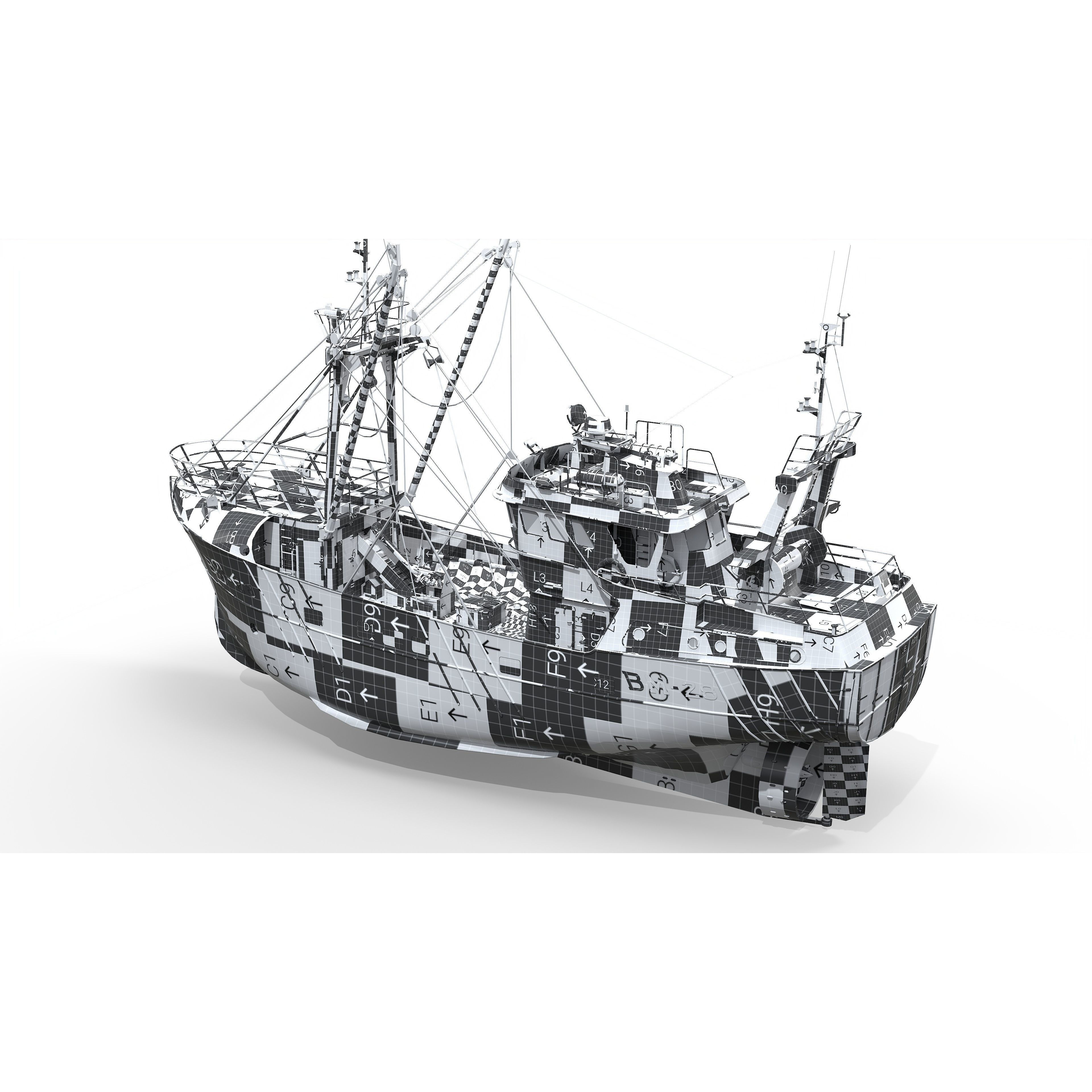 Trawler Sea Lady - Low-Poly Game-Ready 3D Model - View 13